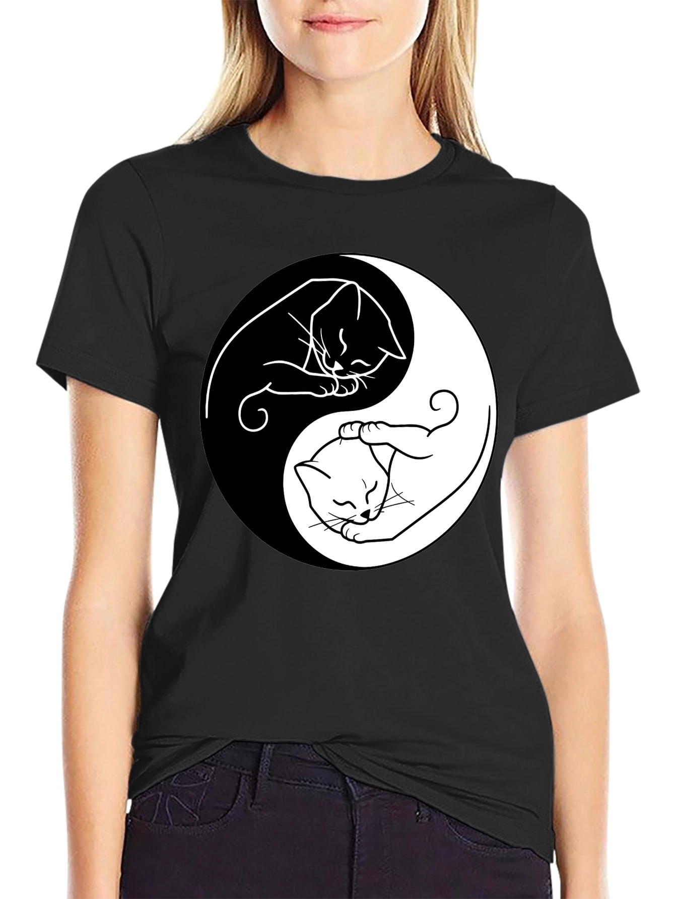 Yin Yang Cat T-Shirt - Balance & Style