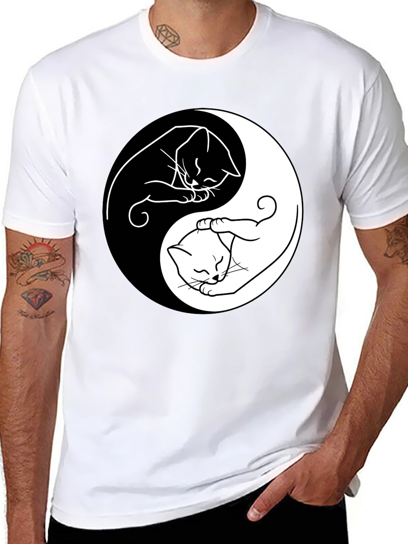 Yin Yang Cat T-Shirt - Balance & Style