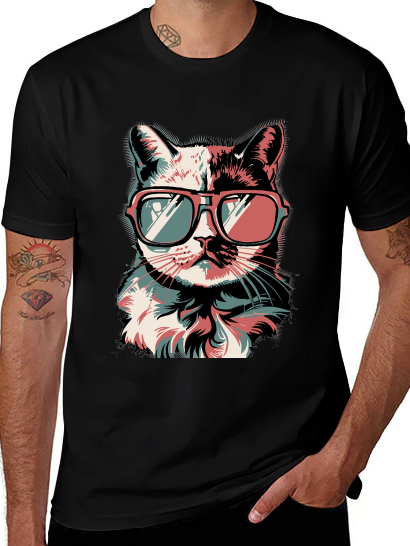 Cool Cat Graphic Tee - Retro Style
