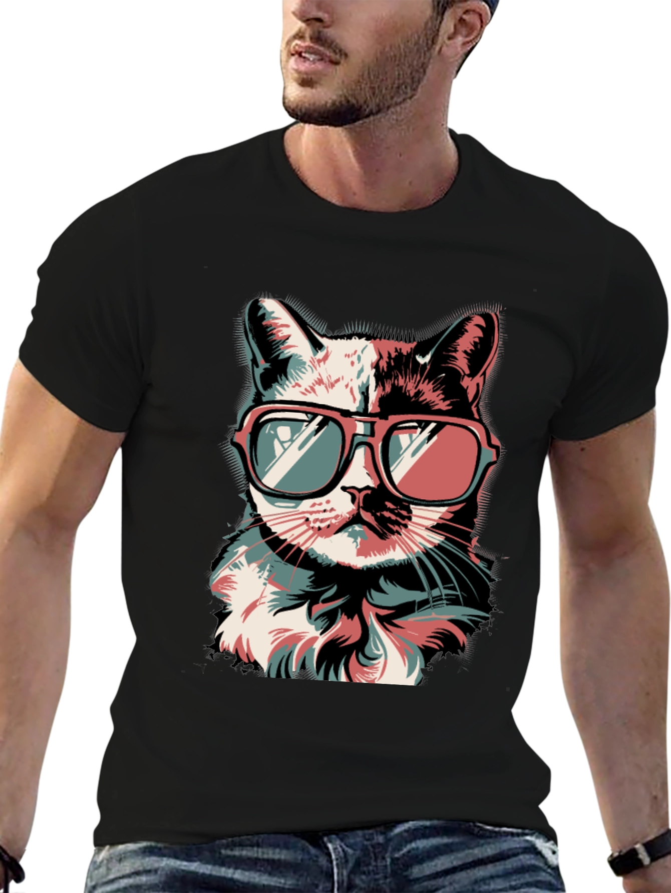 Cool Cat Graphic Tee - Retro Style