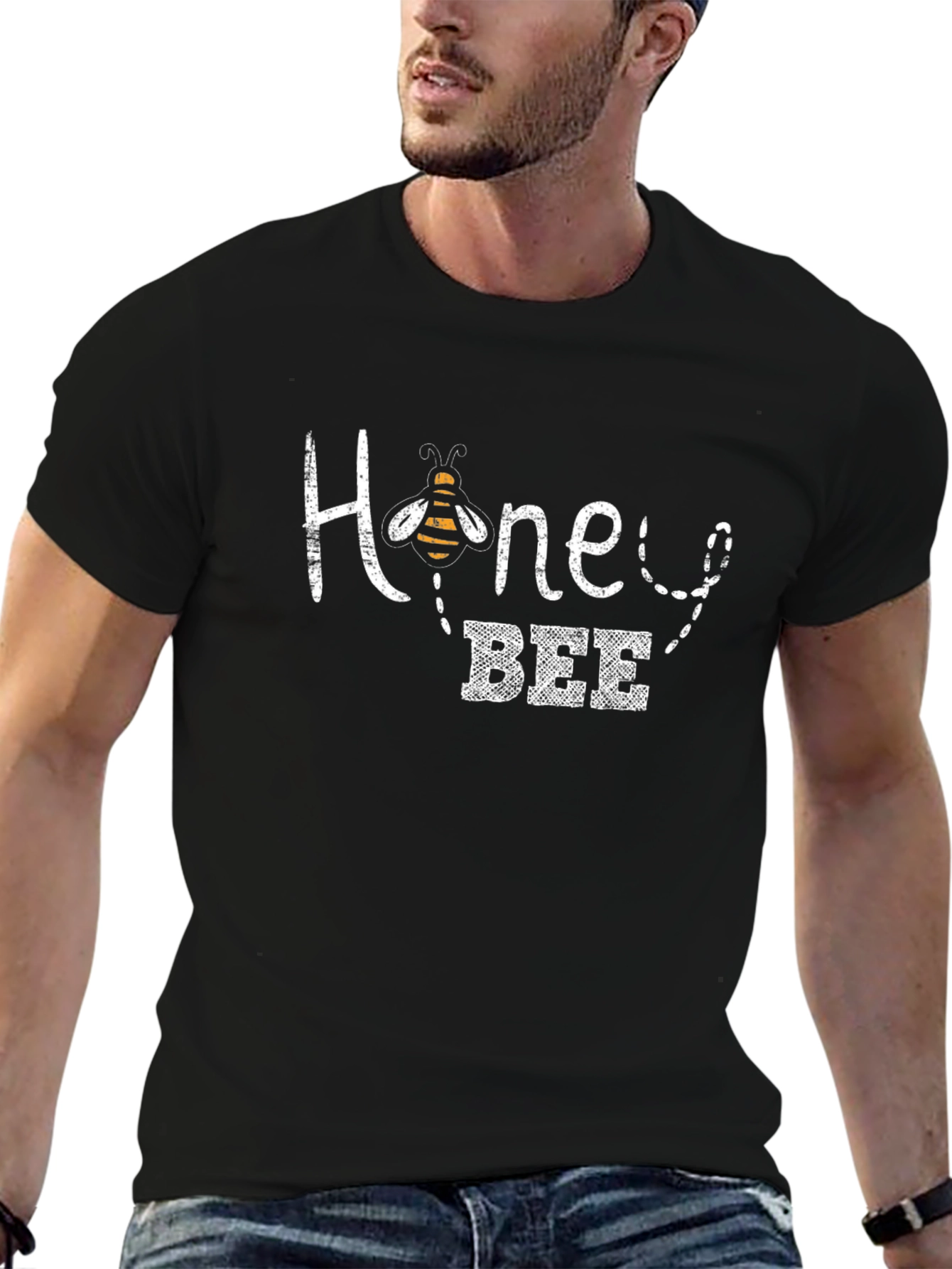 Honey Bee Graphic Tee - Black Cotton T-Shirt