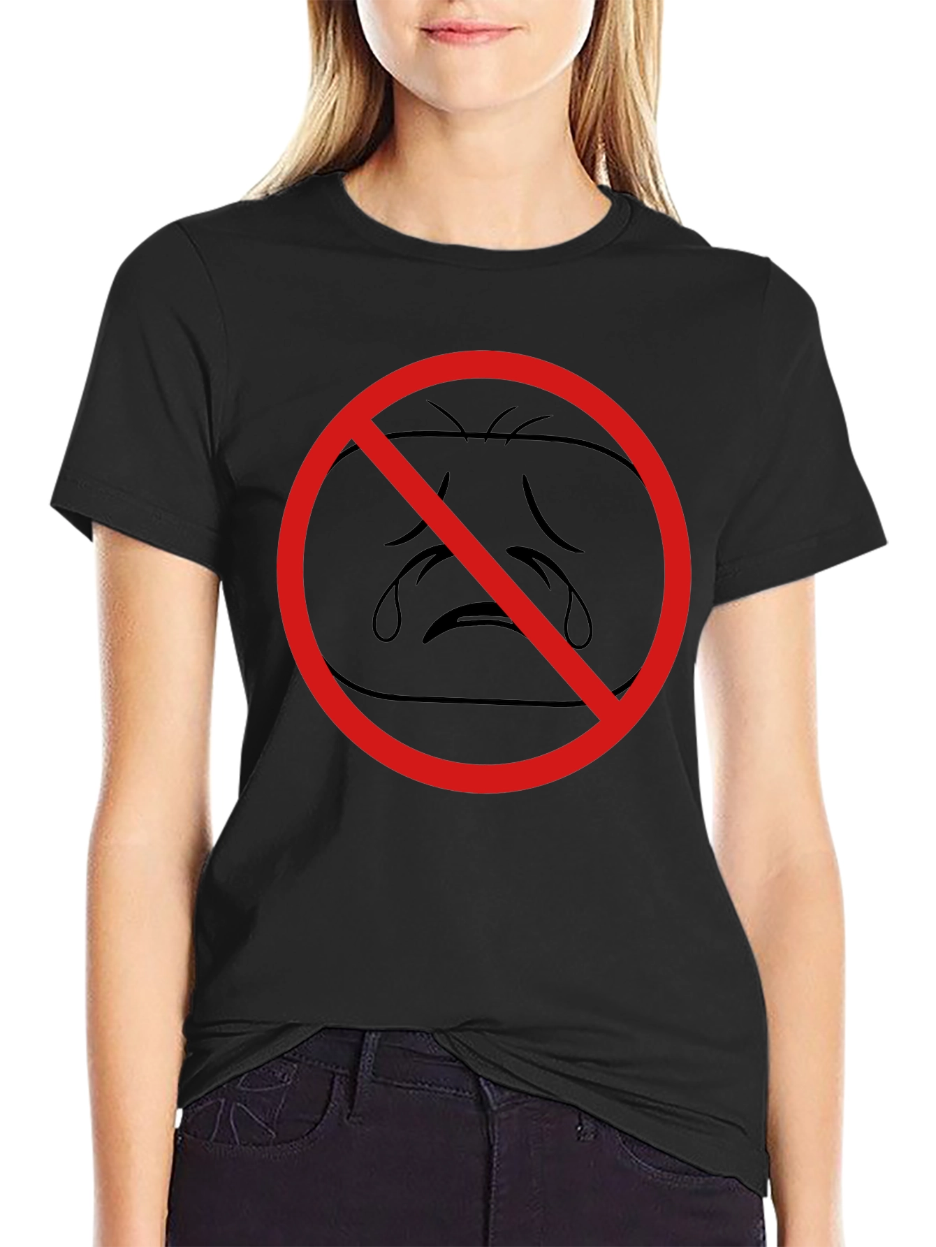 No Crying Black T-Shirt - Express Yourself!