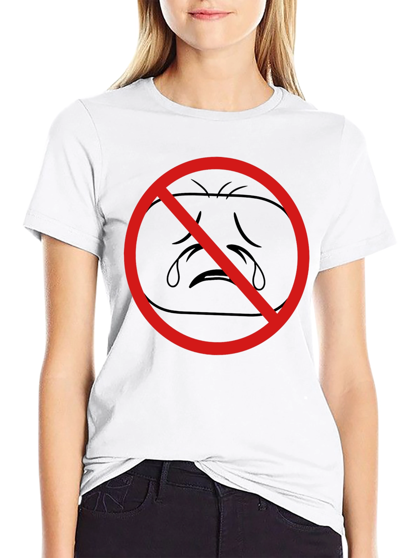 No Crying Black T-Shirt - Express Yourself!