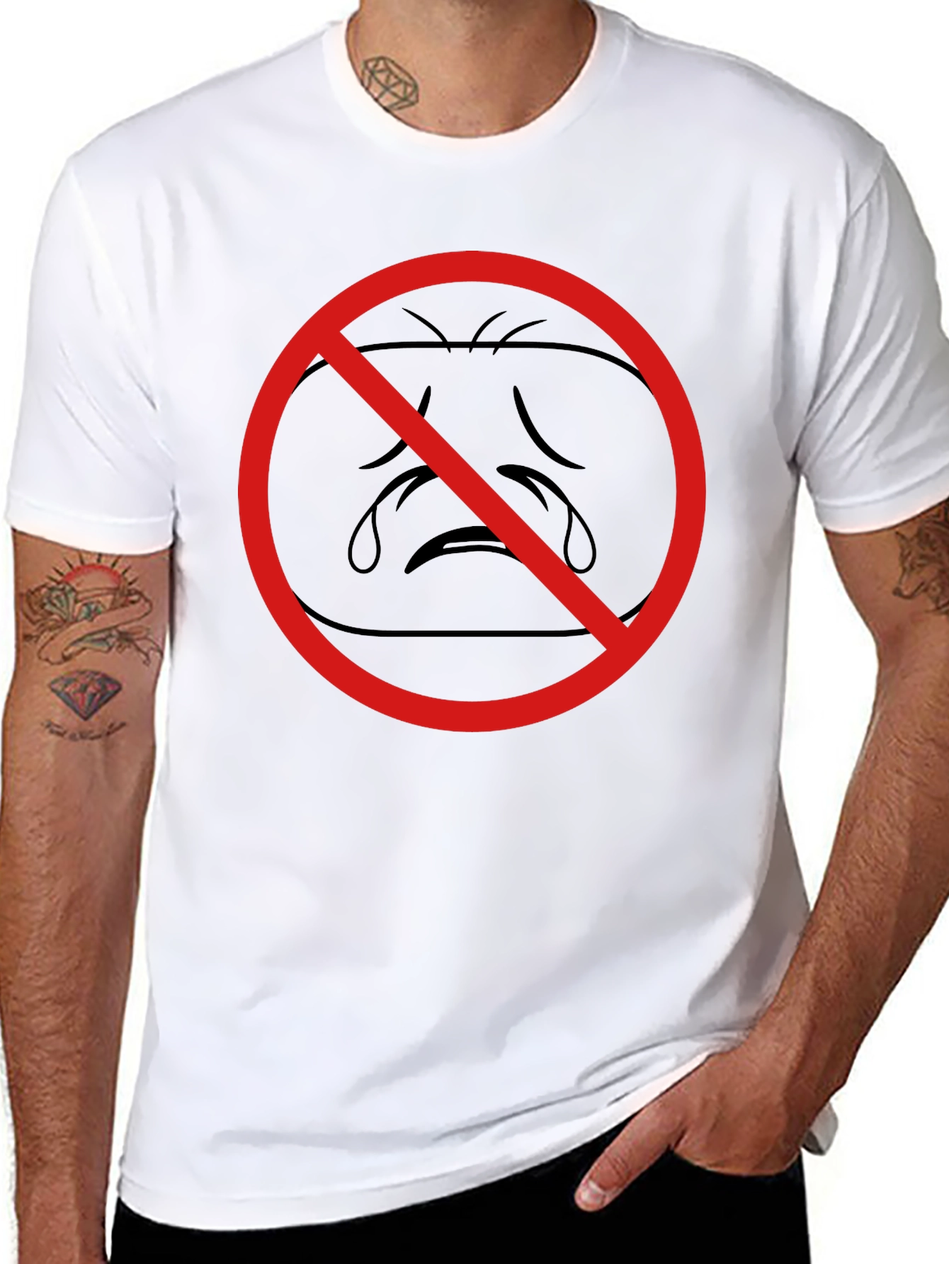 No Crying Black T-Shirt - Express Yourself!
