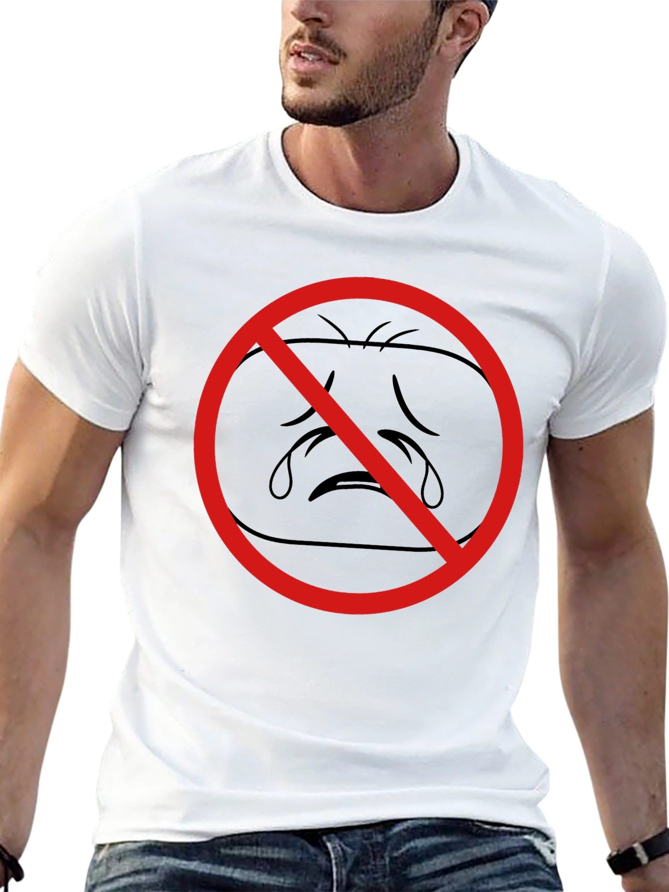 No Crying Black T-Shirt - Express Yourself!