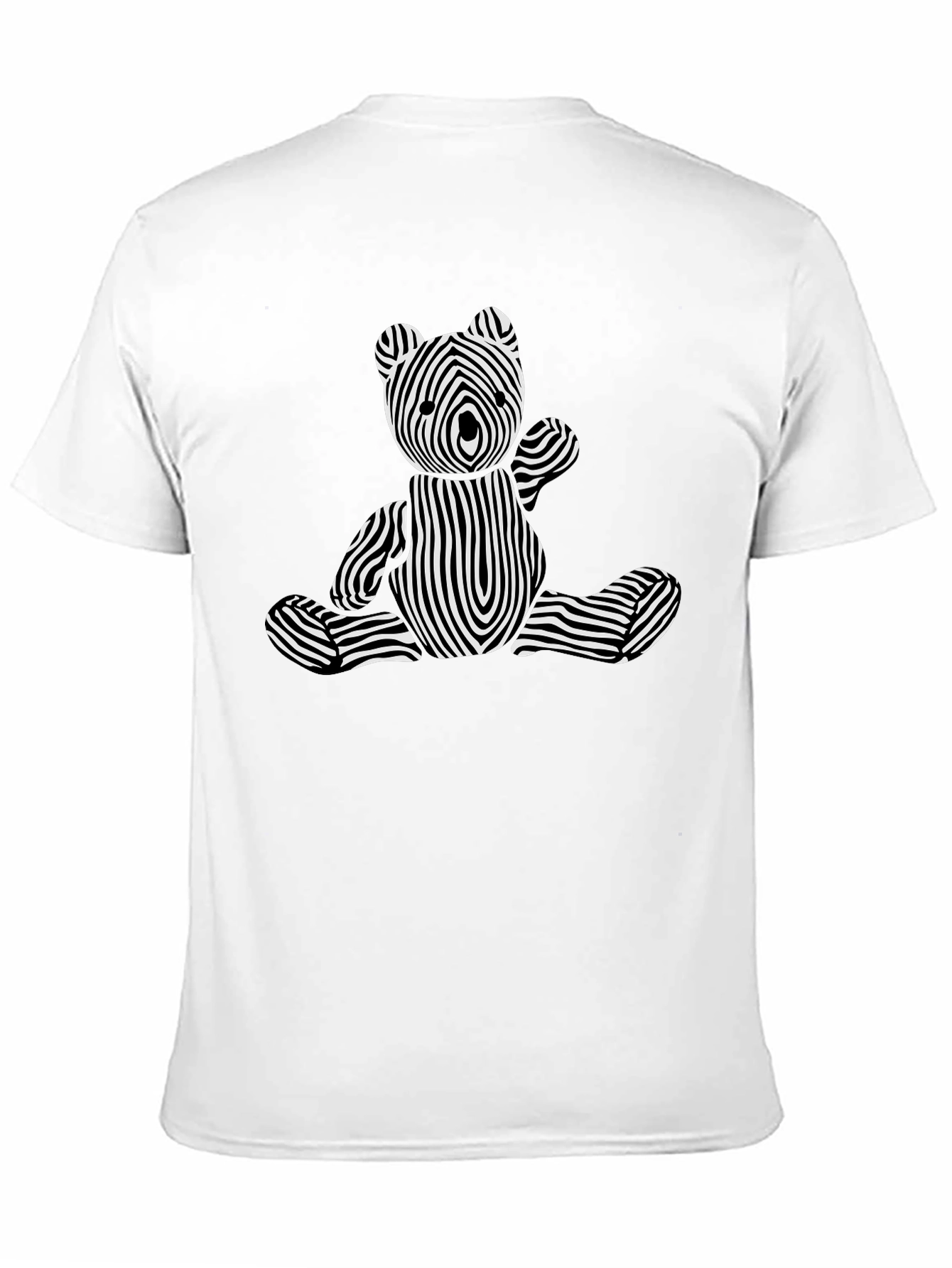 Optical Illusion Bear Graphic Tee - Black