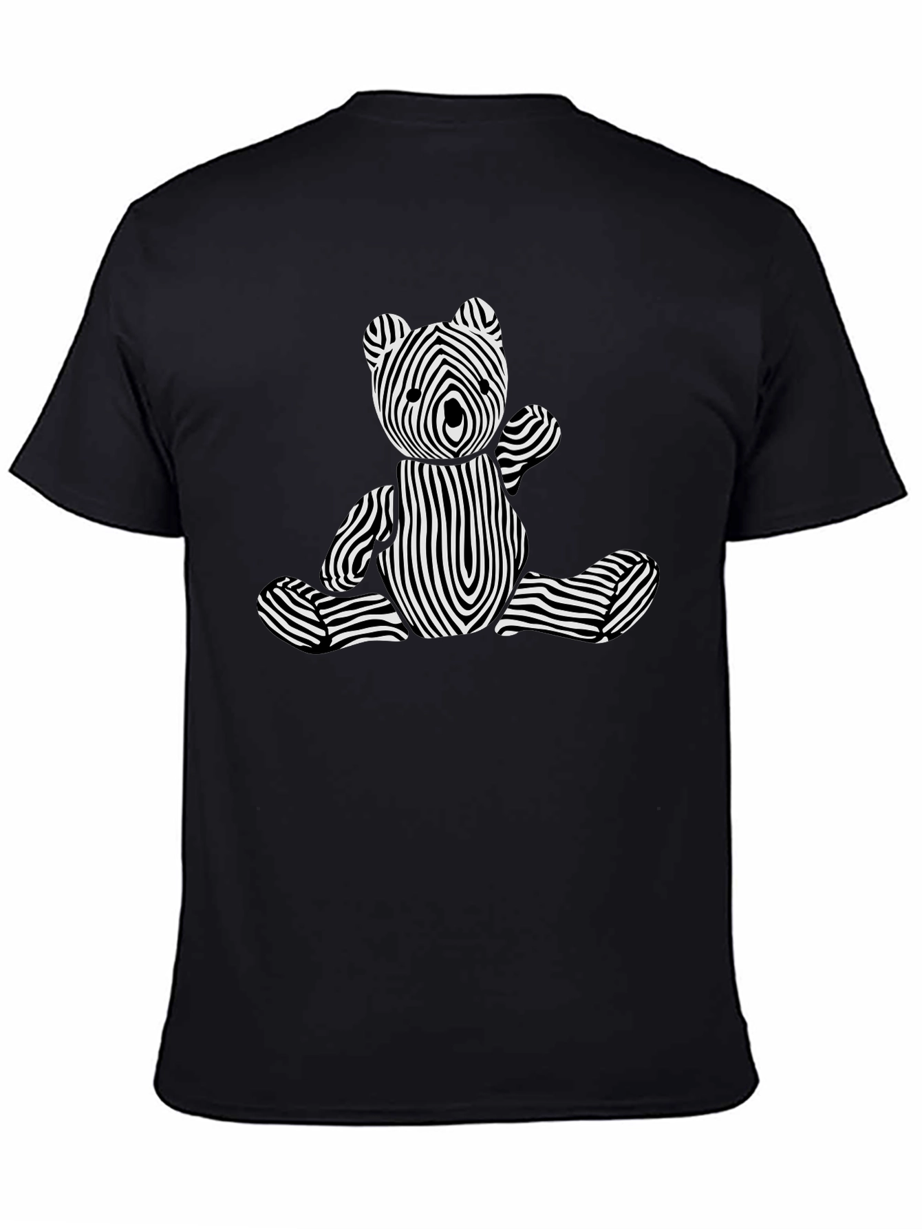 Optical Illusion Bear Graphic Tee - Black