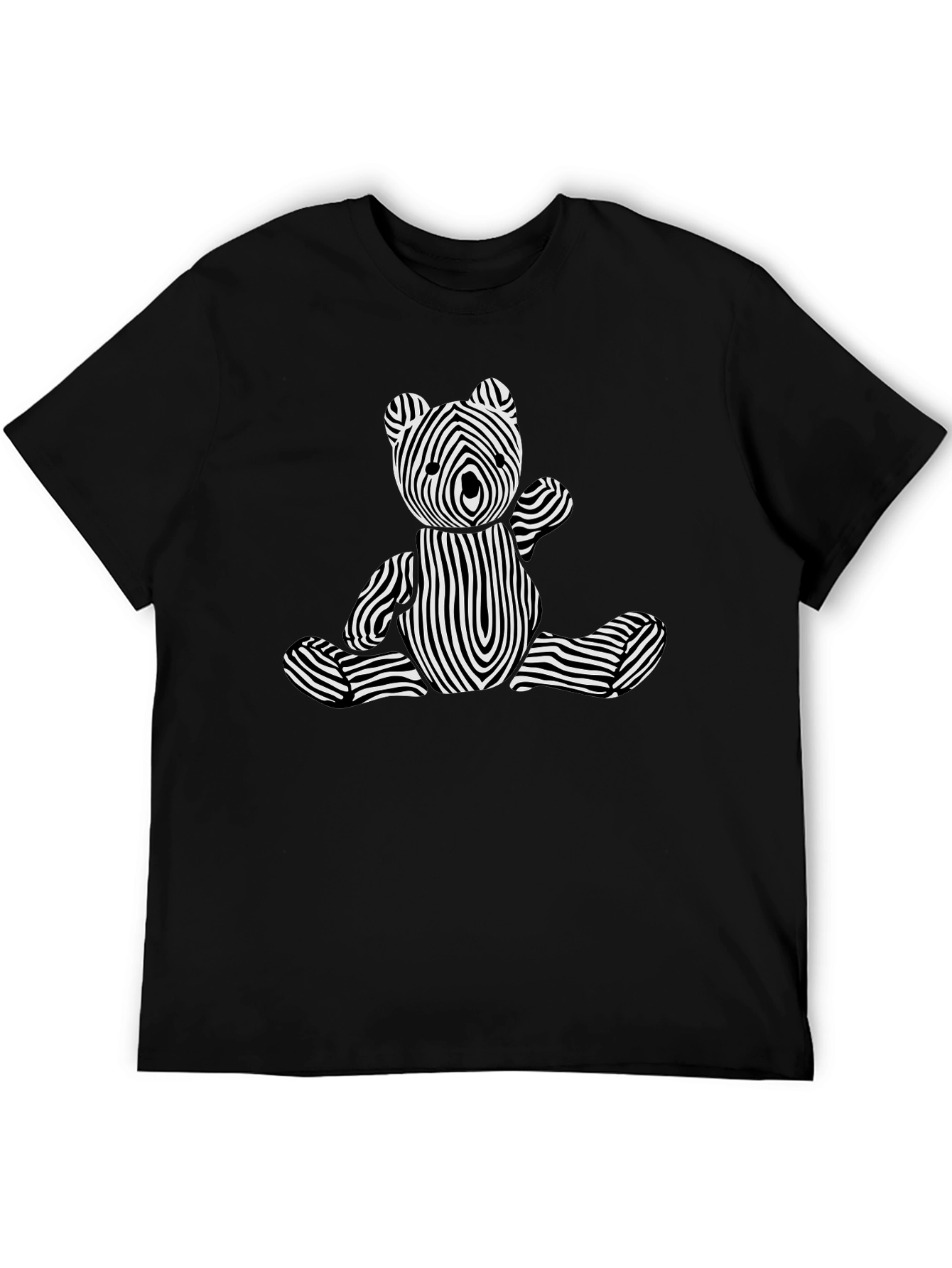 Optical Illusion Bear Graphic Tee - Black