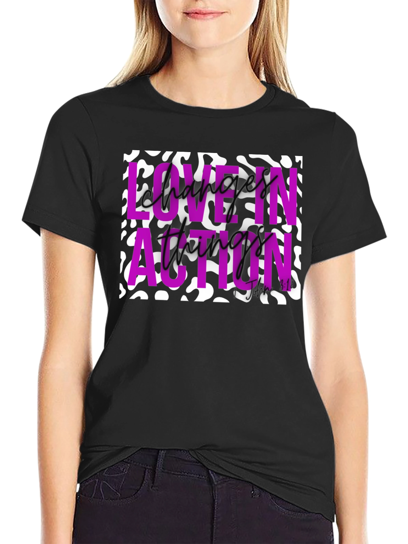 Love in Action Graphic Tee - Black