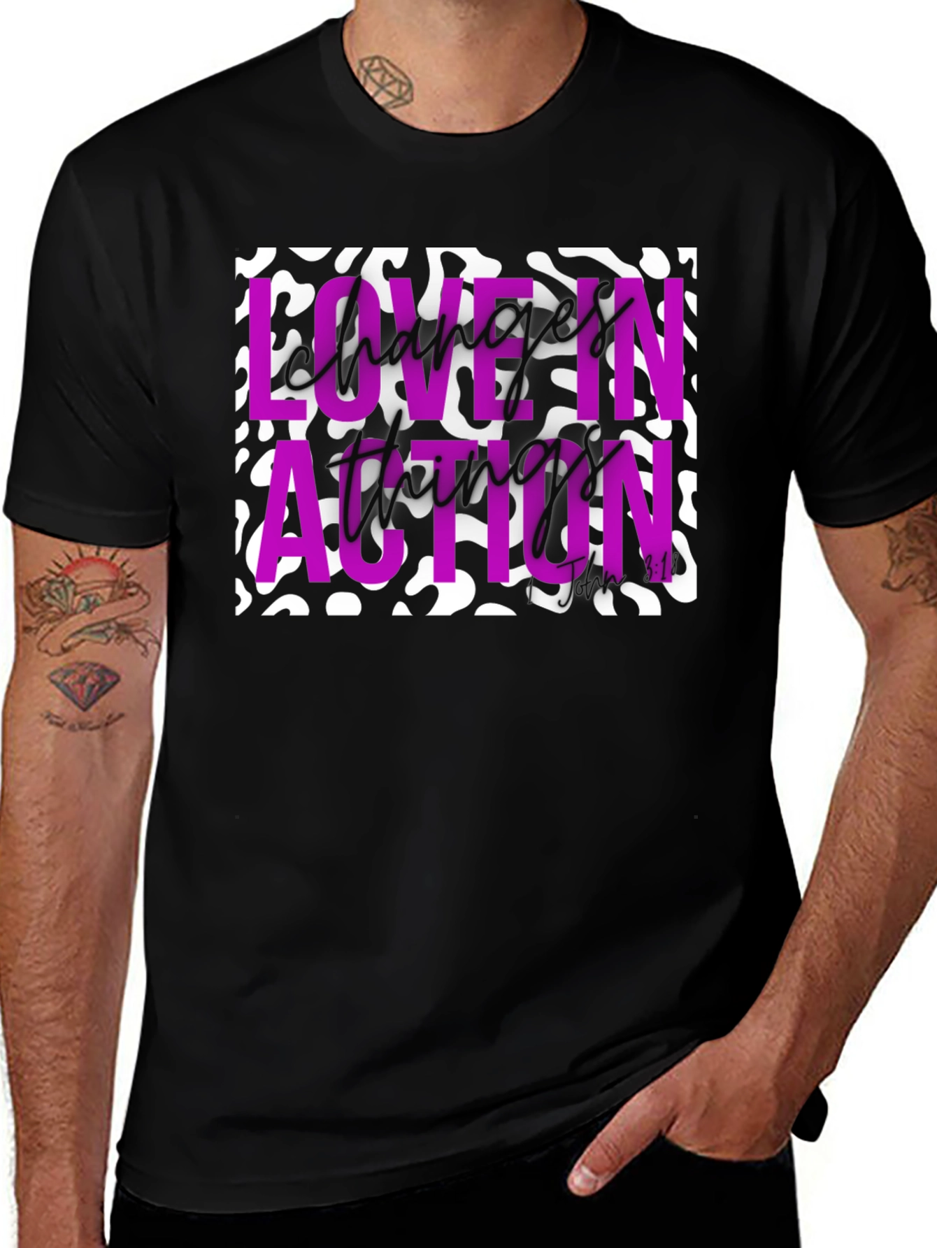 Love in Action Graphic Tee - Black