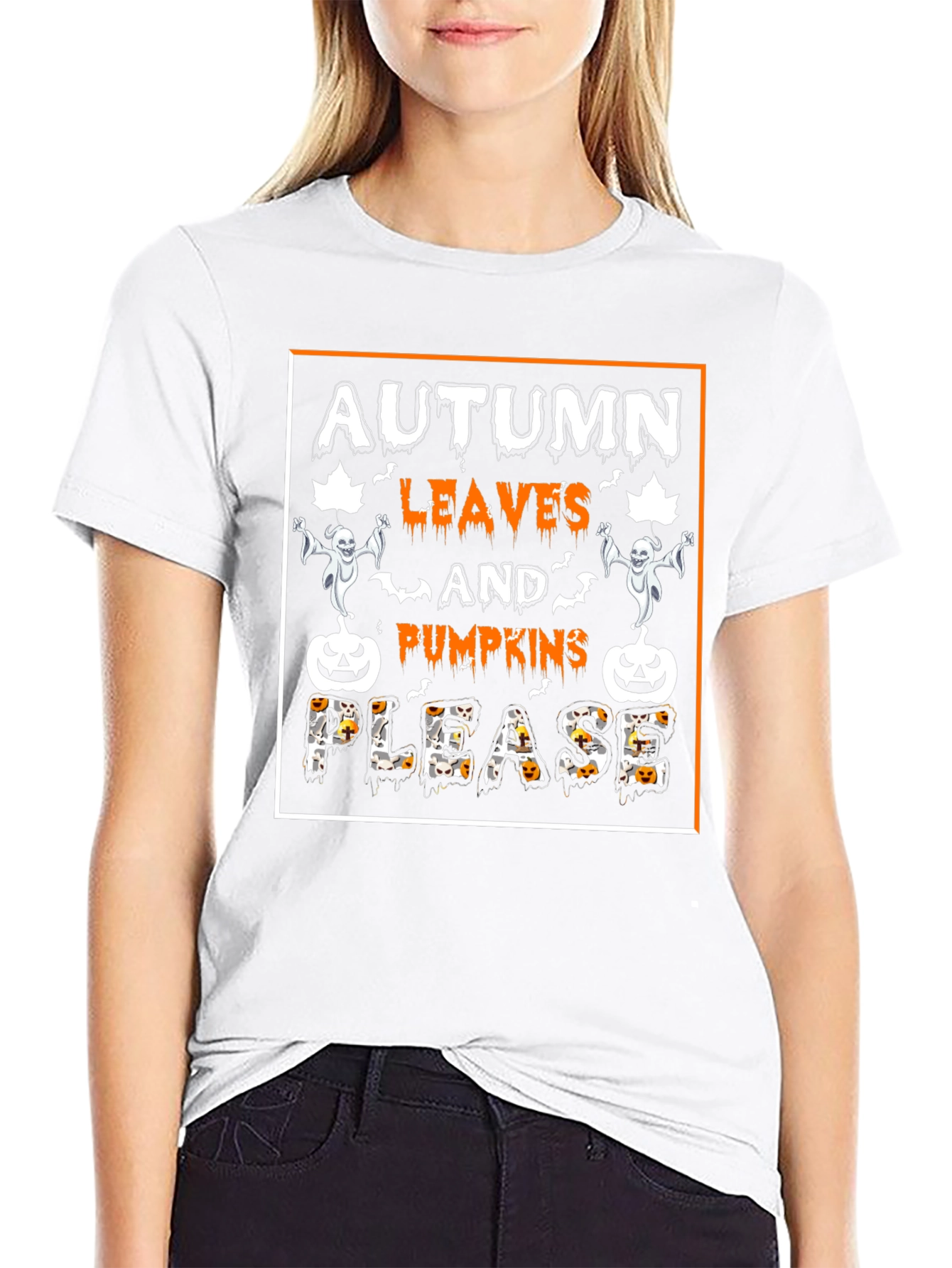 Autumn Leaves Pumpkins Please Halloween Tee