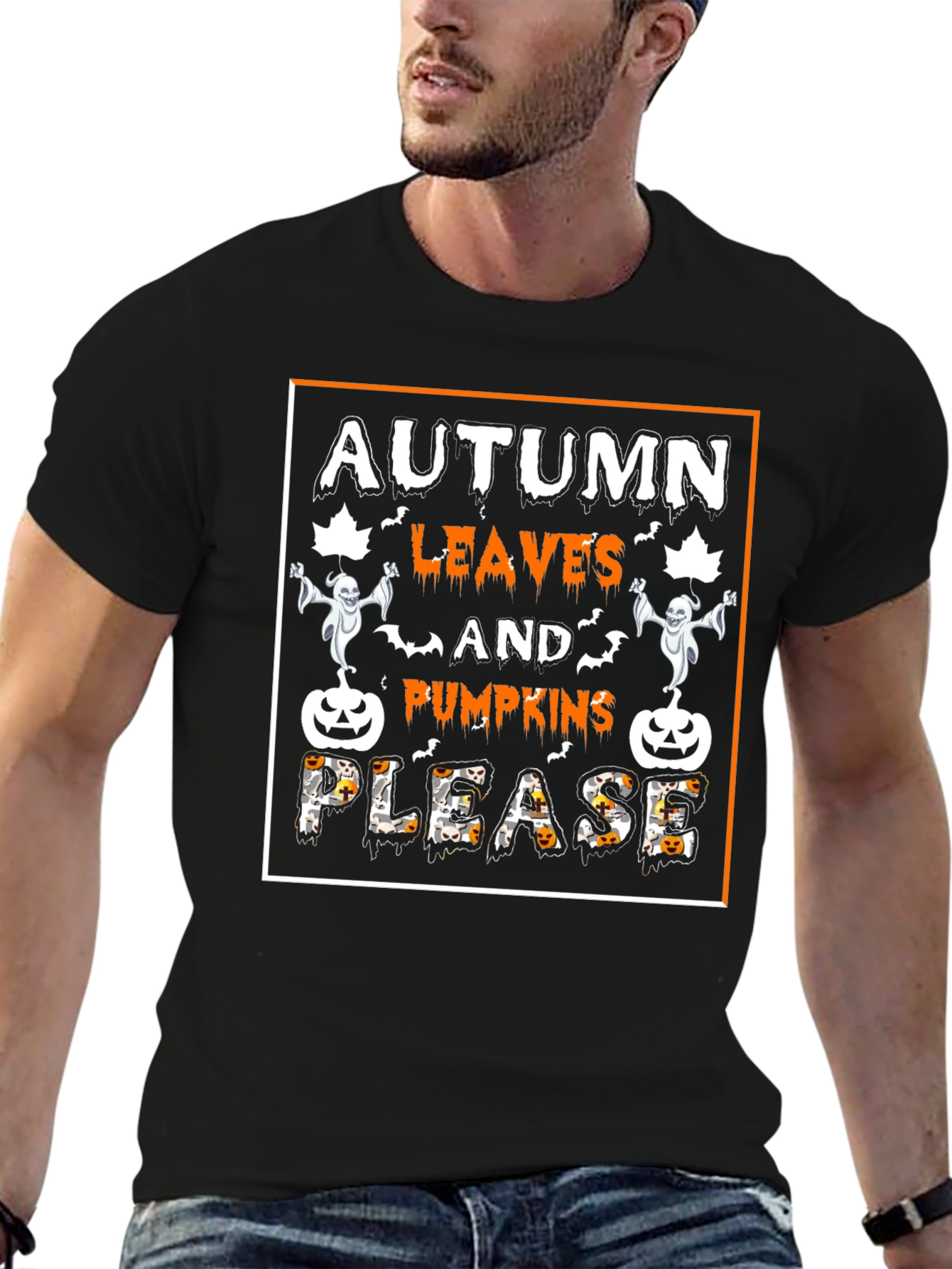 Autumn Leaves Pumpkins Please Halloween Tee
