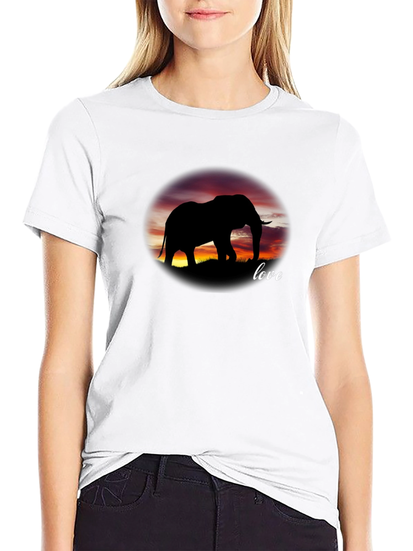 Elephant Love Silhouette Graphic Tee