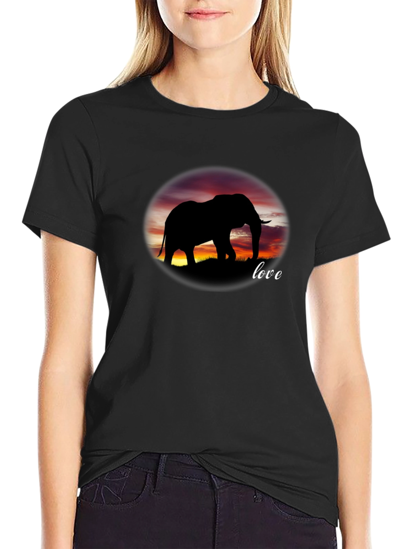 Elephant Love Silhouette Graphic Tee