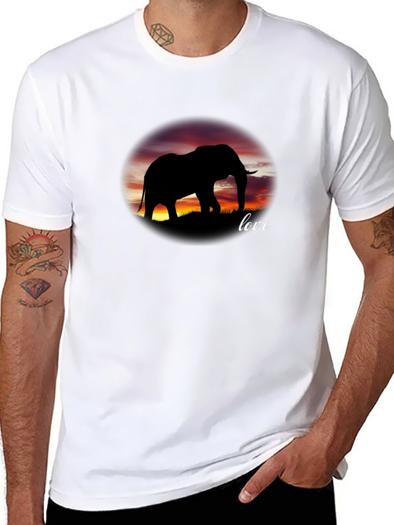 Elephant Love Silhouette Graphic Tee