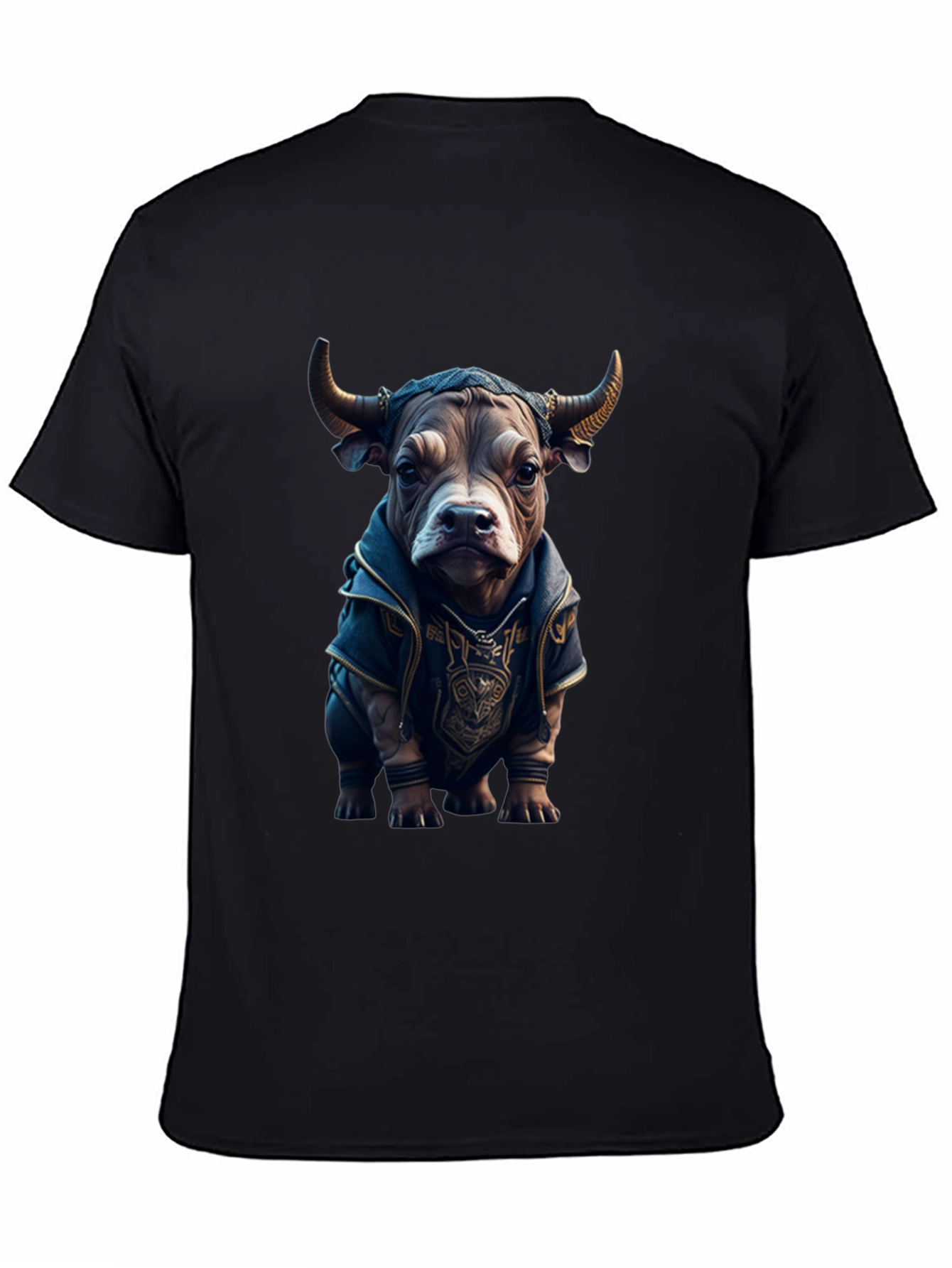 Bull in Hoodie Graphic Tee - Unique Design