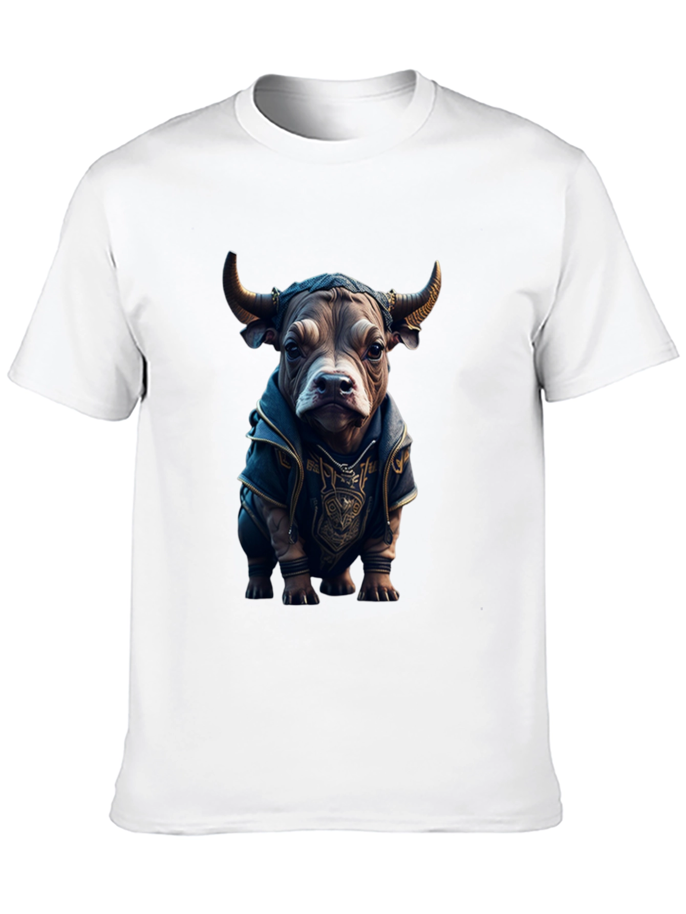Bull in Hoodie Graphic Tee - Unique Design