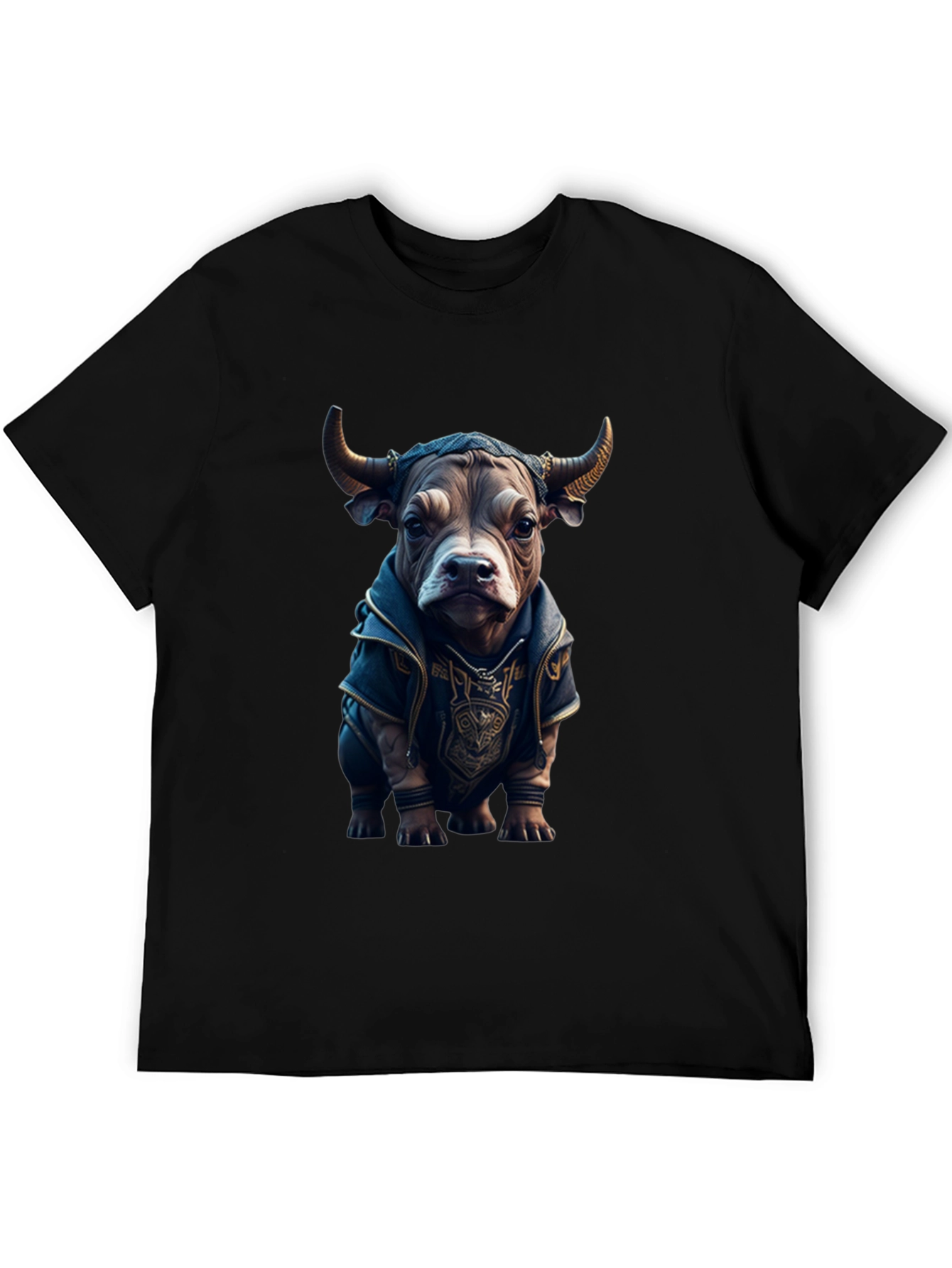 Bull in Hoodie Graphic Tee - Unique Design