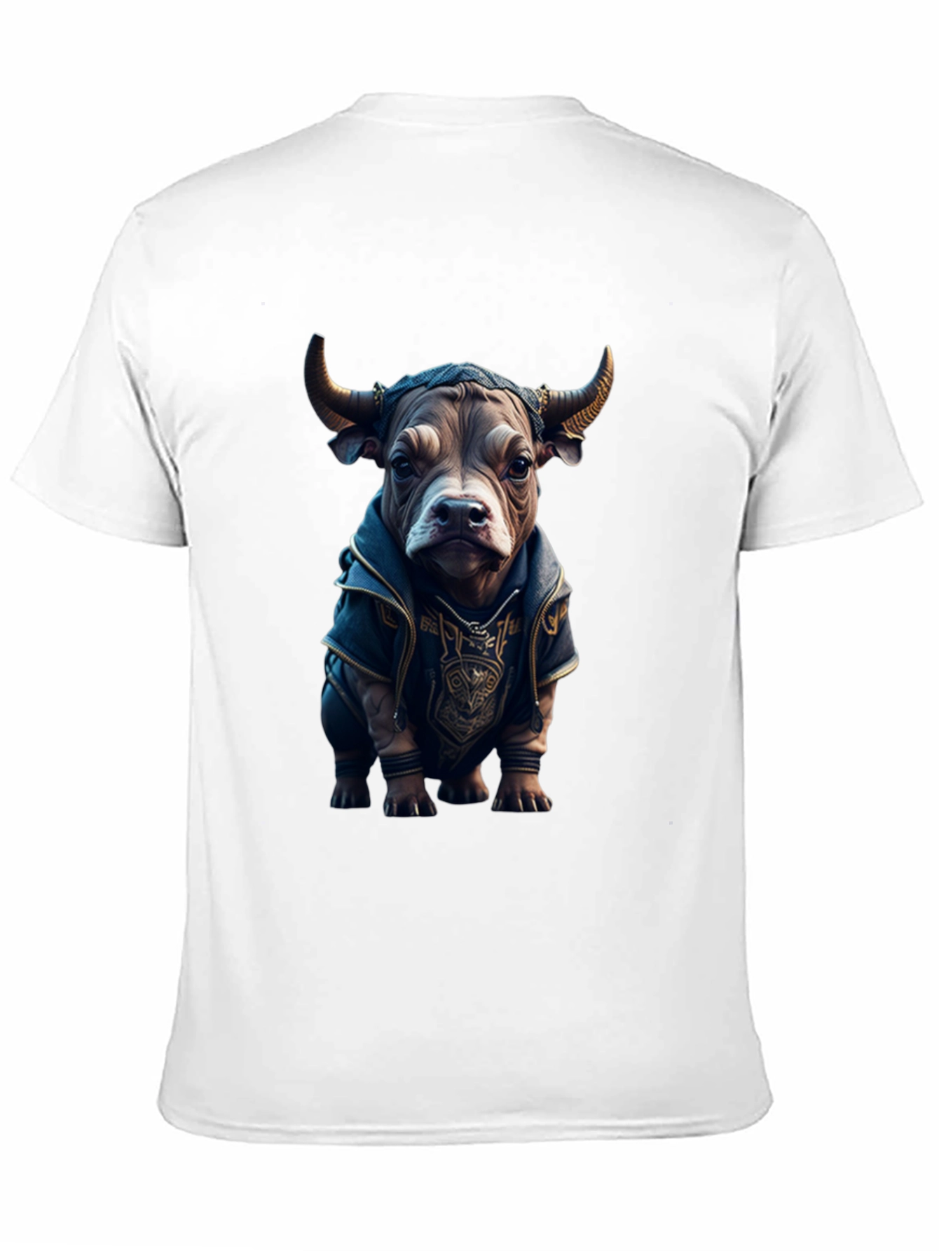 Bull in Hoodie Graphic Tee - Unique Design