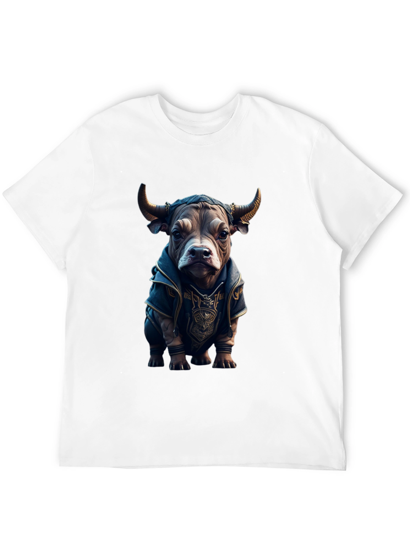 Bull in Hoodie Graphic Tee - Unique Design