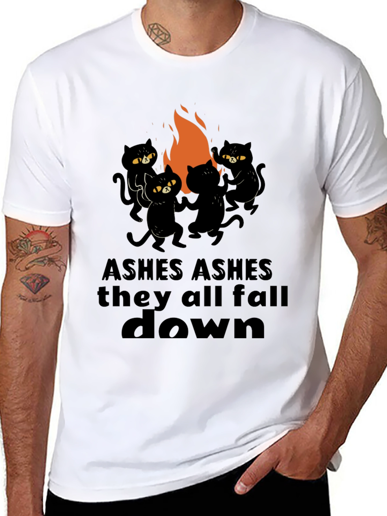 Ashes Fall Down Cats Around Fire T-Shirt