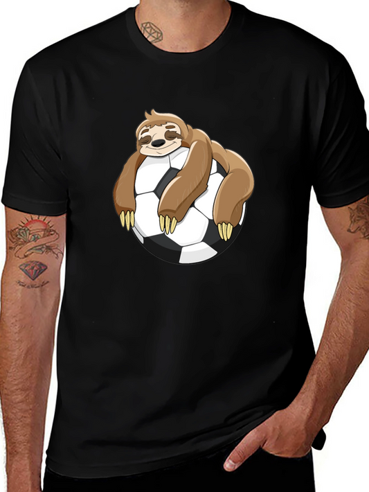 Sloth Soccer T-Shirt - Funny Cartoon Sloth on Soccer Ball