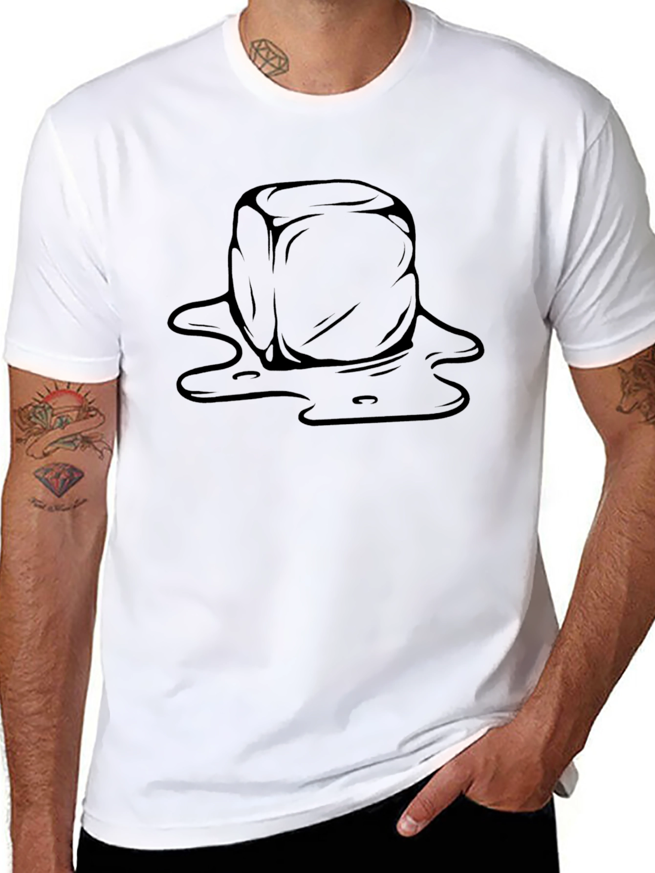 Melting Cube Graphic Tee - Cool Design