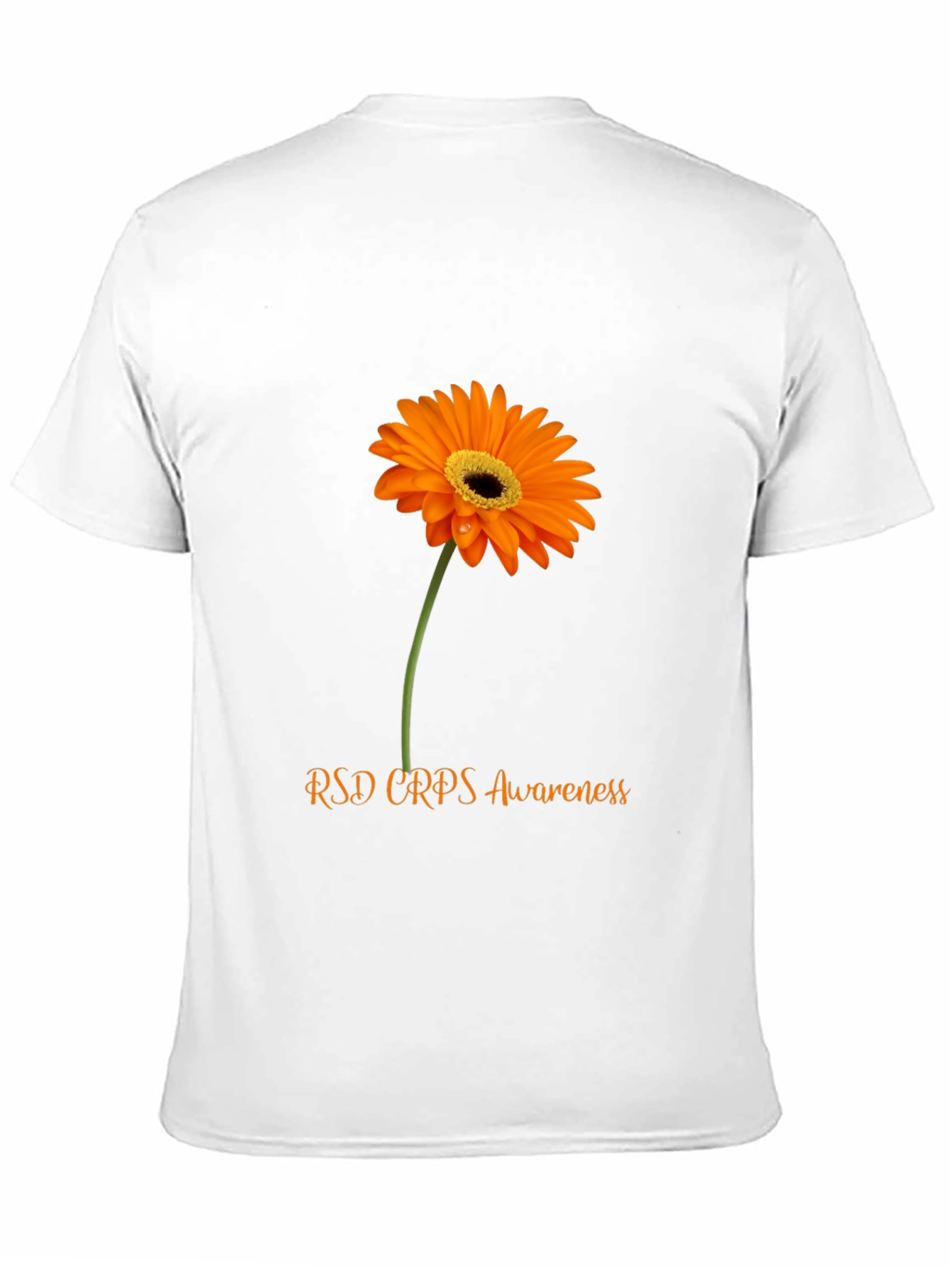RSD CRPS Awareness T-Shirt with Orange Flower Design