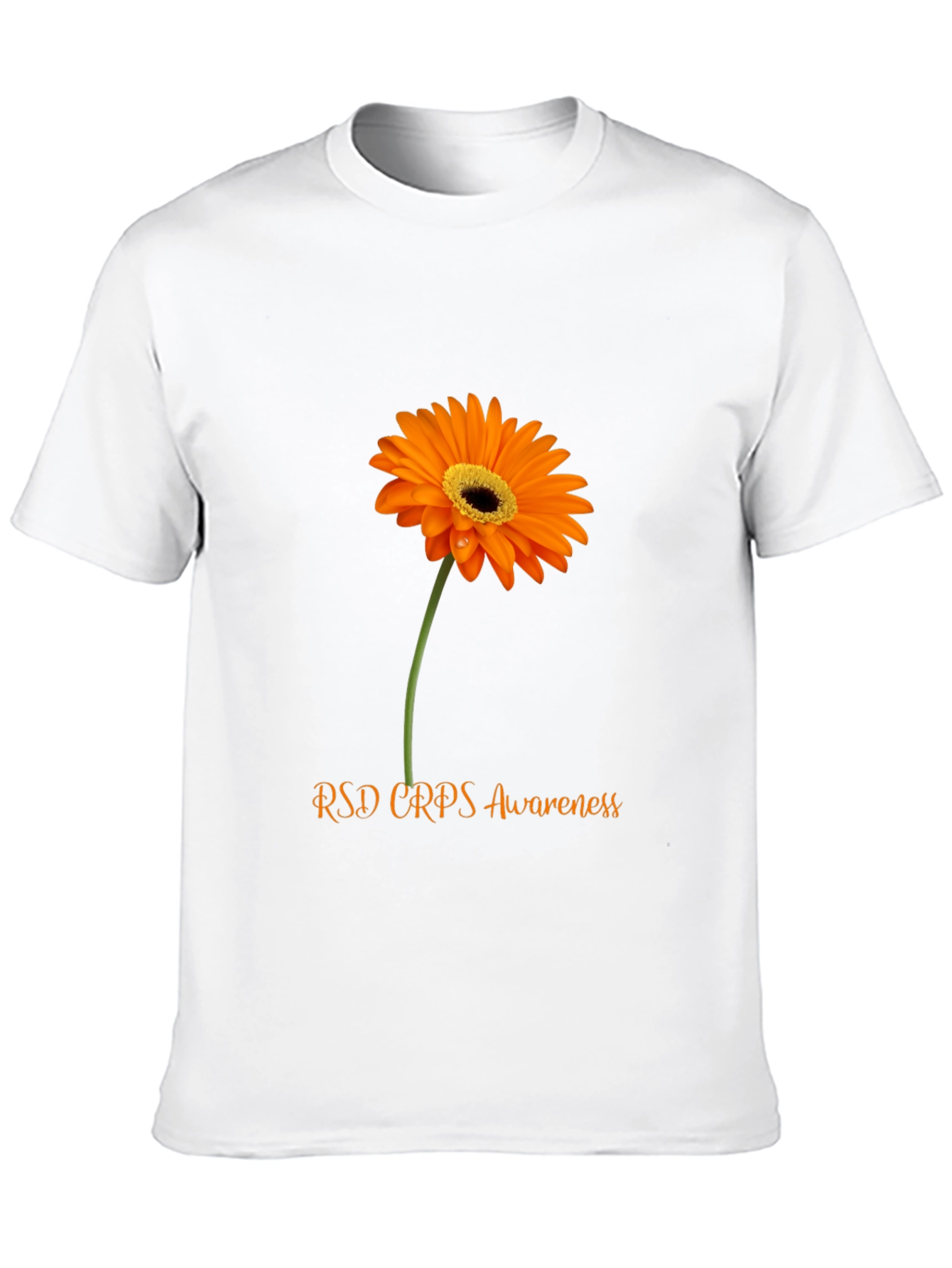 RSD CRPS Awareness T-Shirt with Orange Flower Design