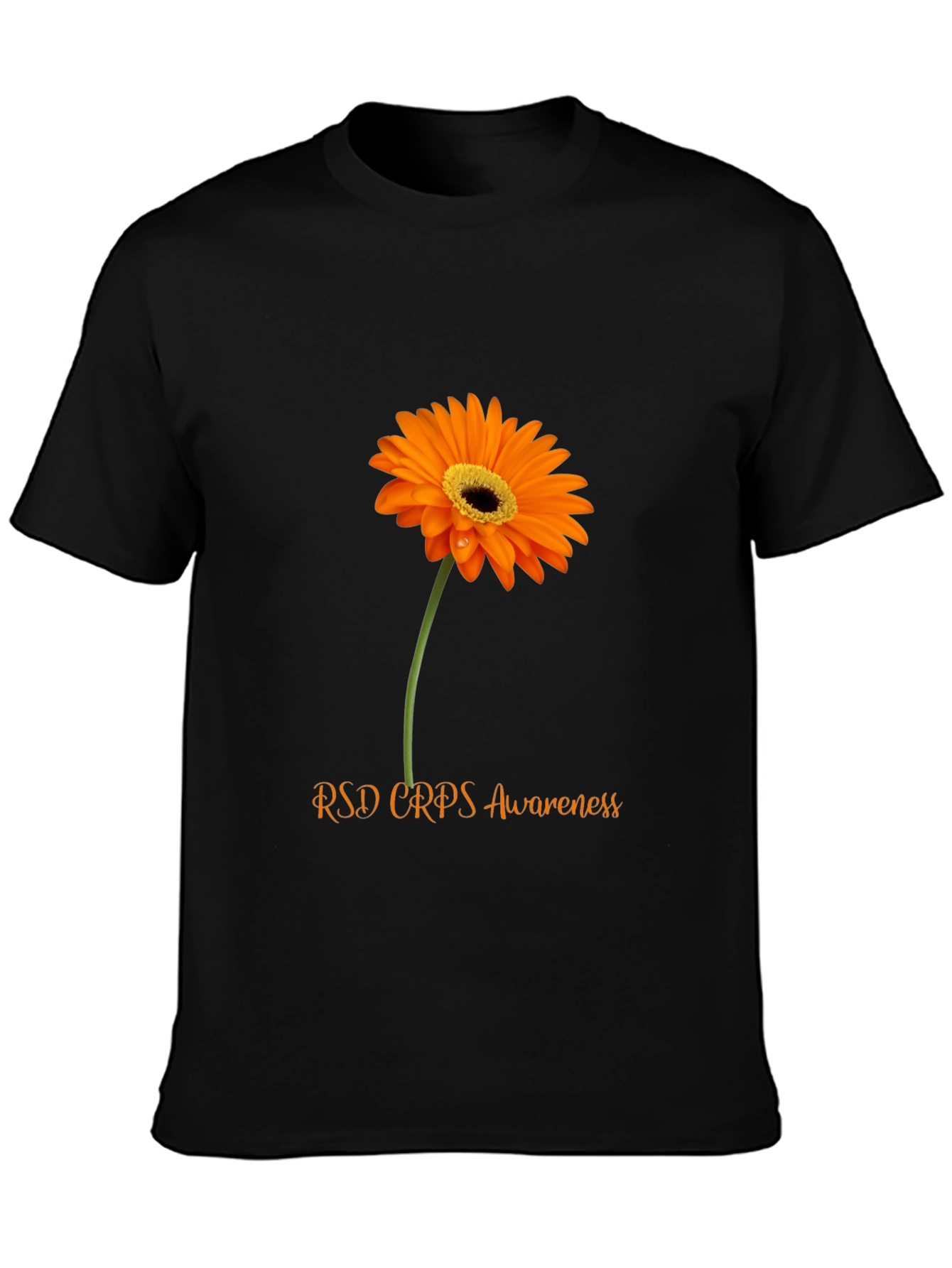 RSD CRPS Awareness T-Shirt with Orange Flower Design