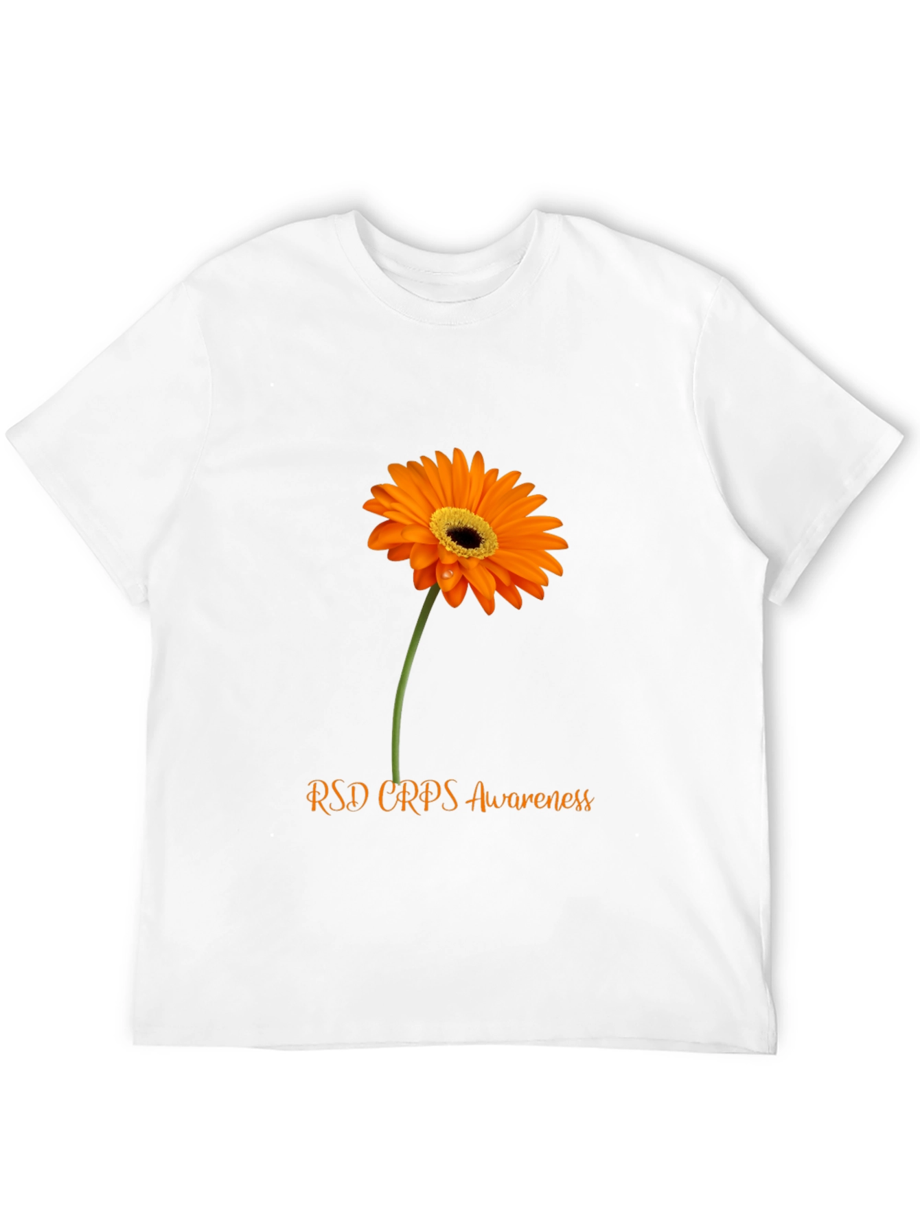 RSD CRPS Awareness T-Shirt with Orange Flower Design