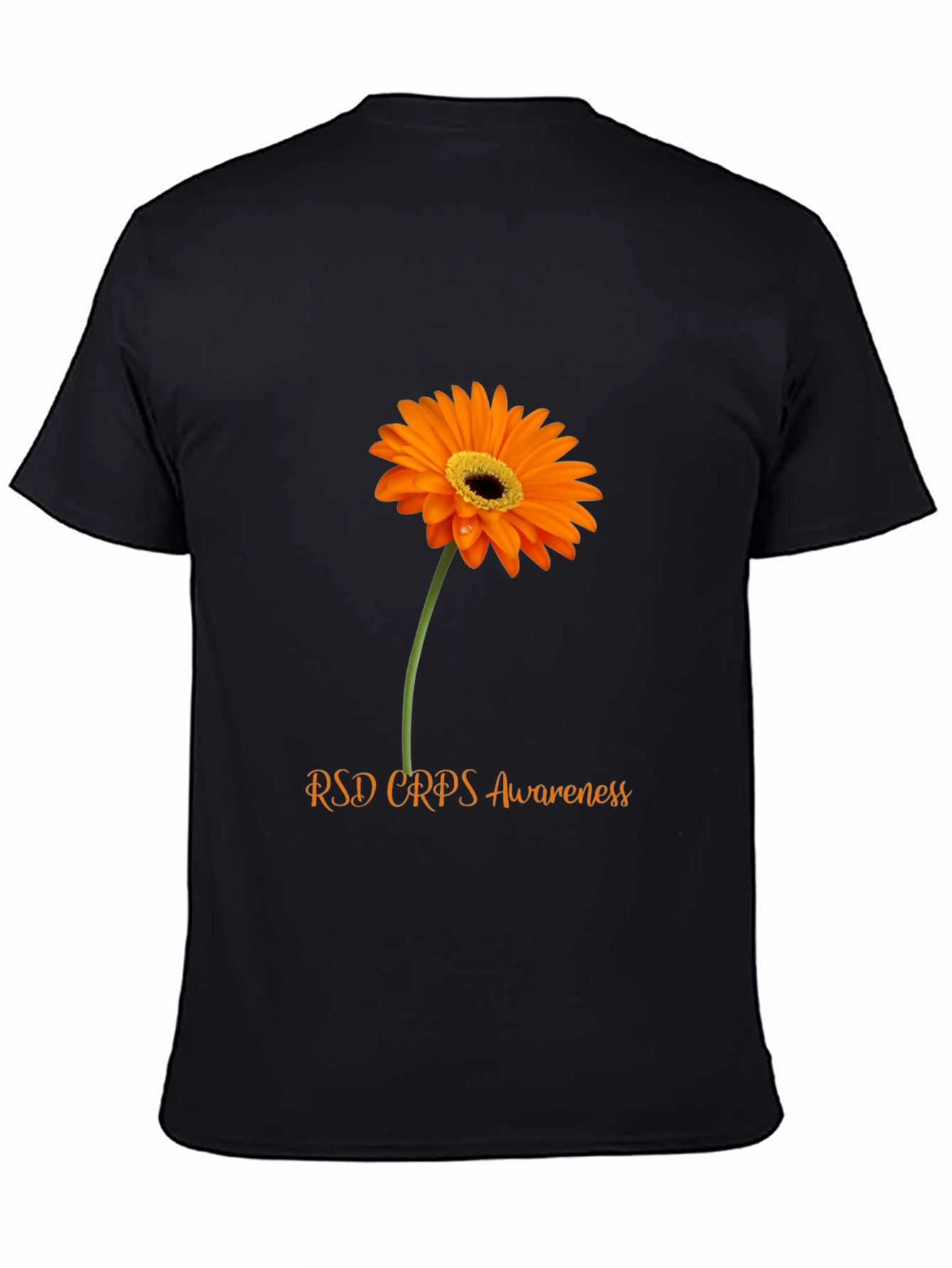 RSD CRPS Awareness T-Shirt with Orange Flower Design