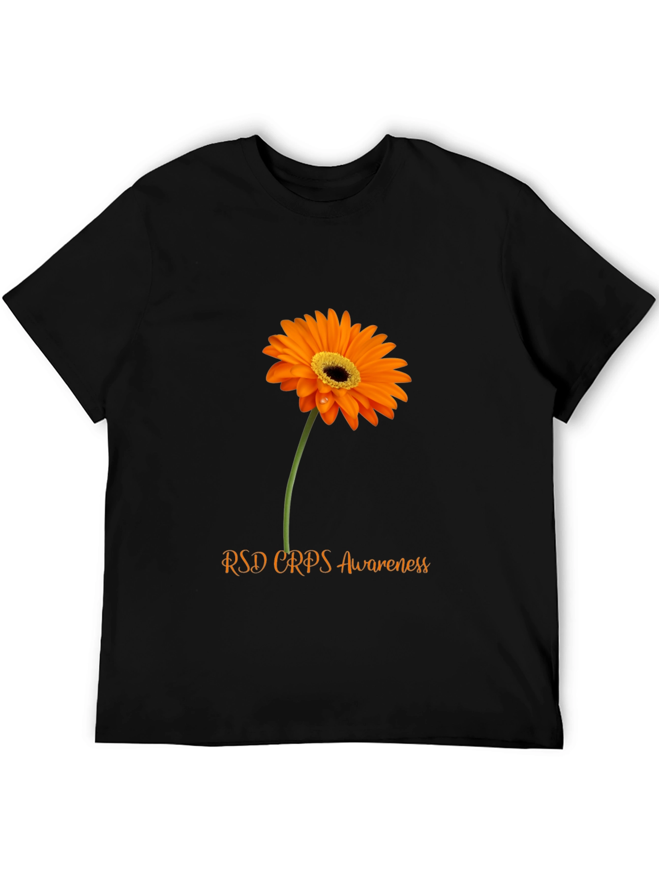 RSD CRPS Awareness T-Shirt with Orange Flower Design