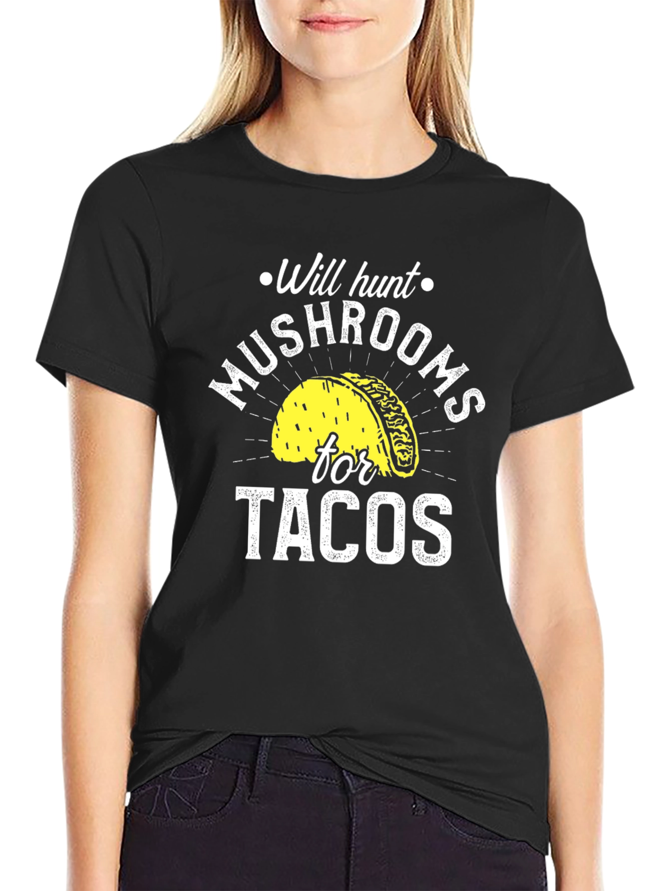 Mushroom Hunting Tacos Funny Graphic Tee