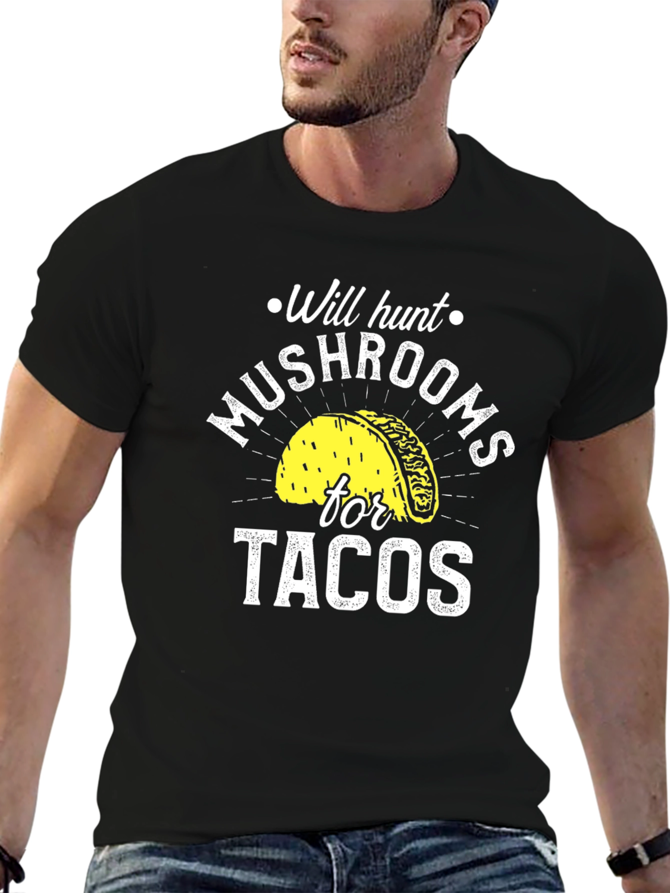 Mushroom Hunting Tacos Funny Graphic Tee