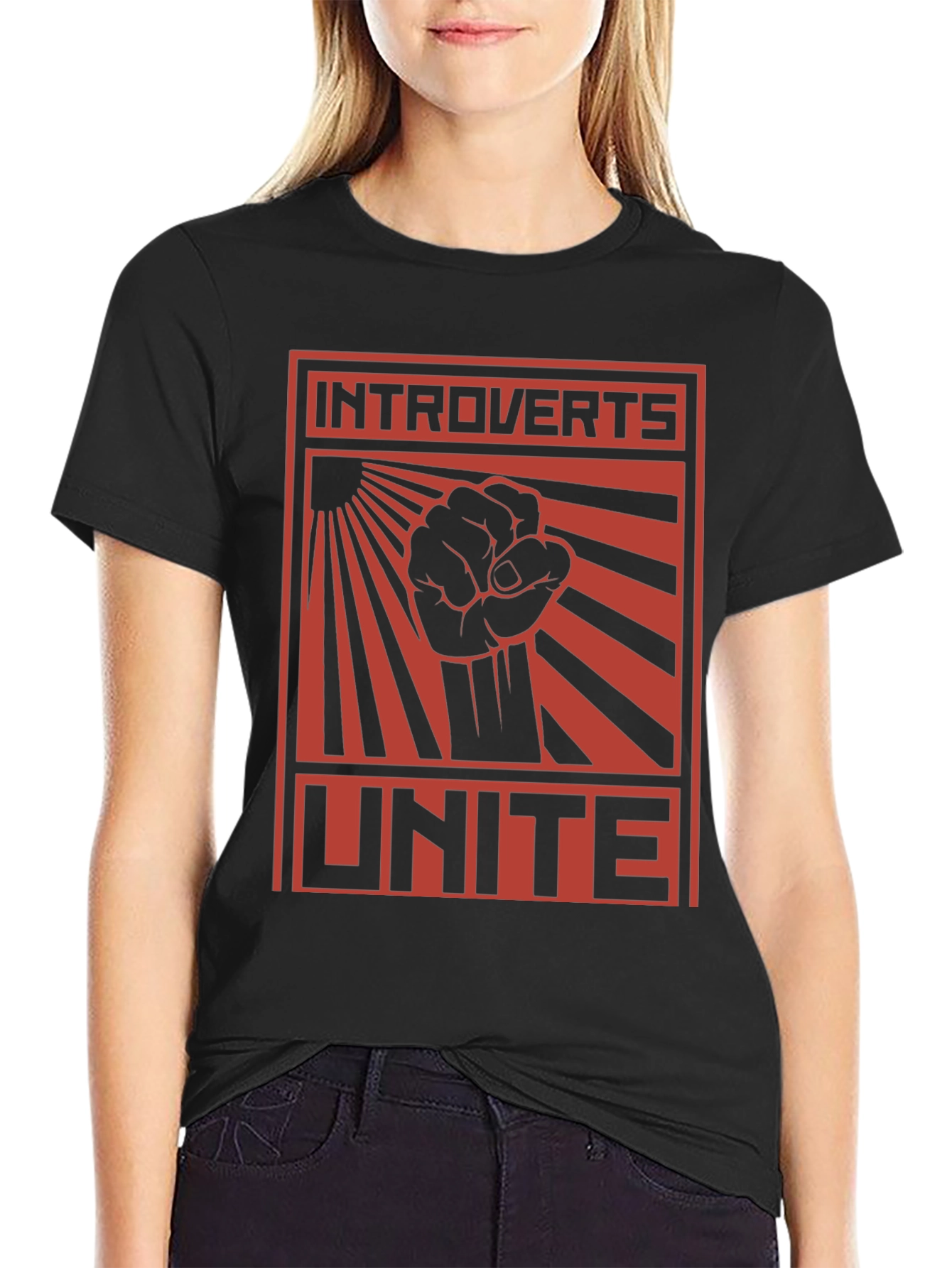 Introverts Unite Graphic Tee - Black Cotton