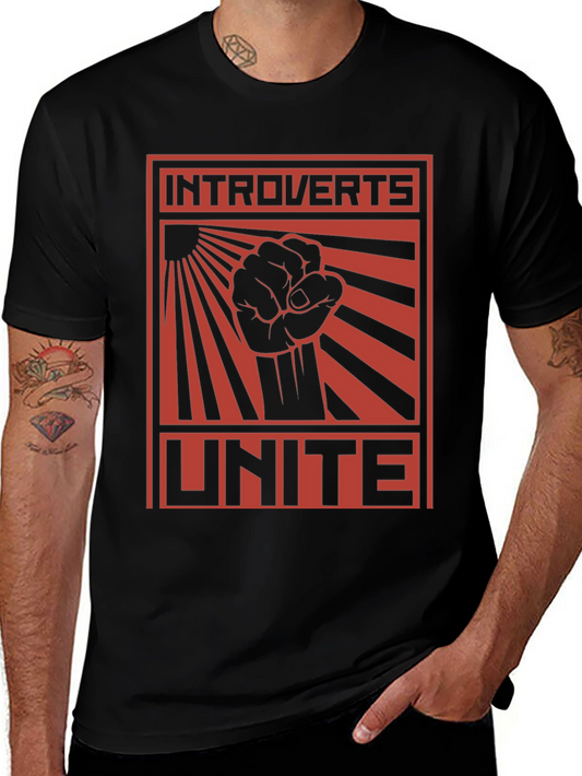Introverts Unite Graphic Tee - Black Cotton