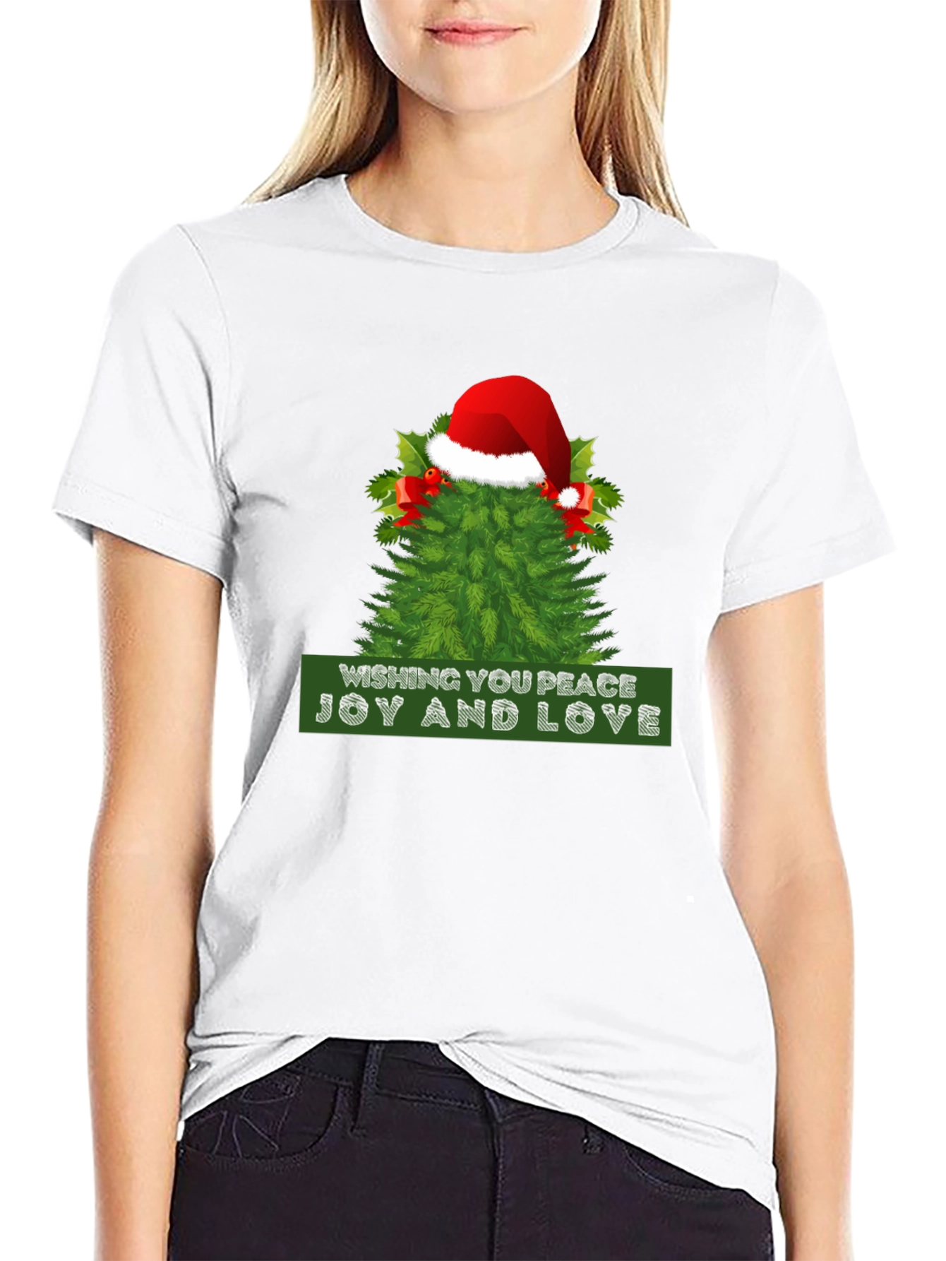 Festive Peace Joy and Love Christmas Tee