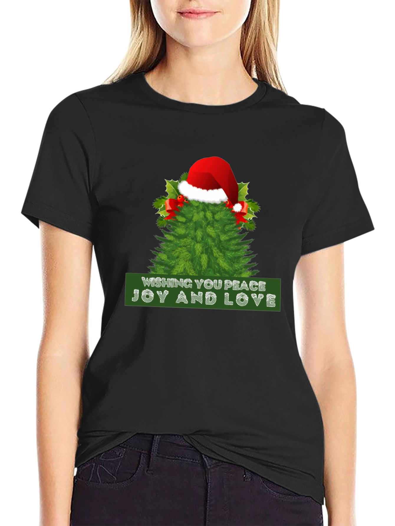 Festive Peace Joy and Love Christmas Tee