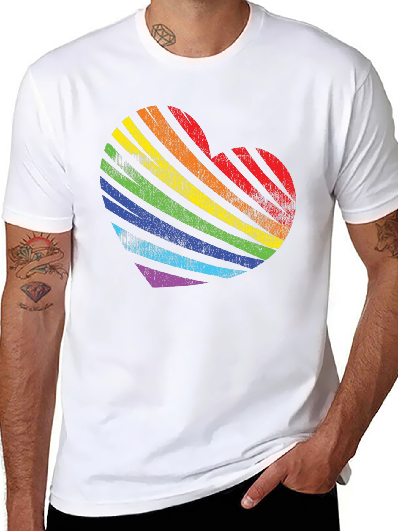 Rainbow Heart Graphic Tee - Pride Love