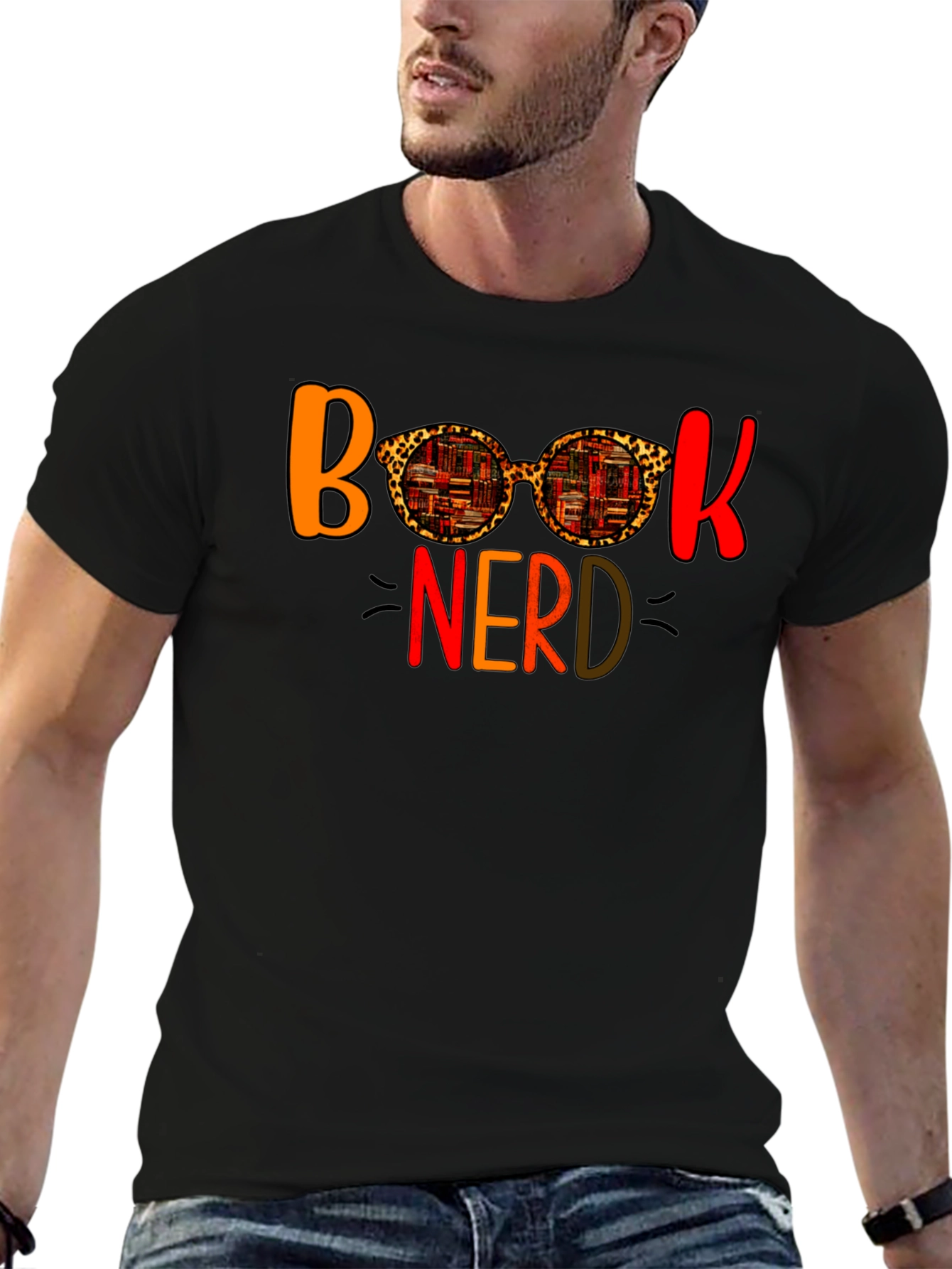 Book Nerd Leopard Print Glasses T-Shirt