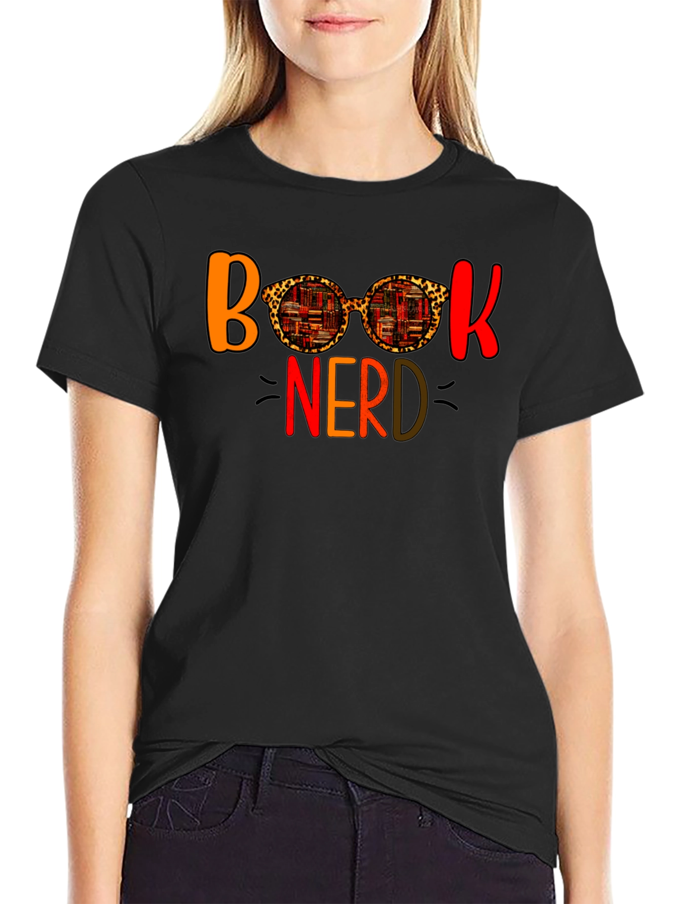 Book Nerd Leopard Print Glasses T-Shirt