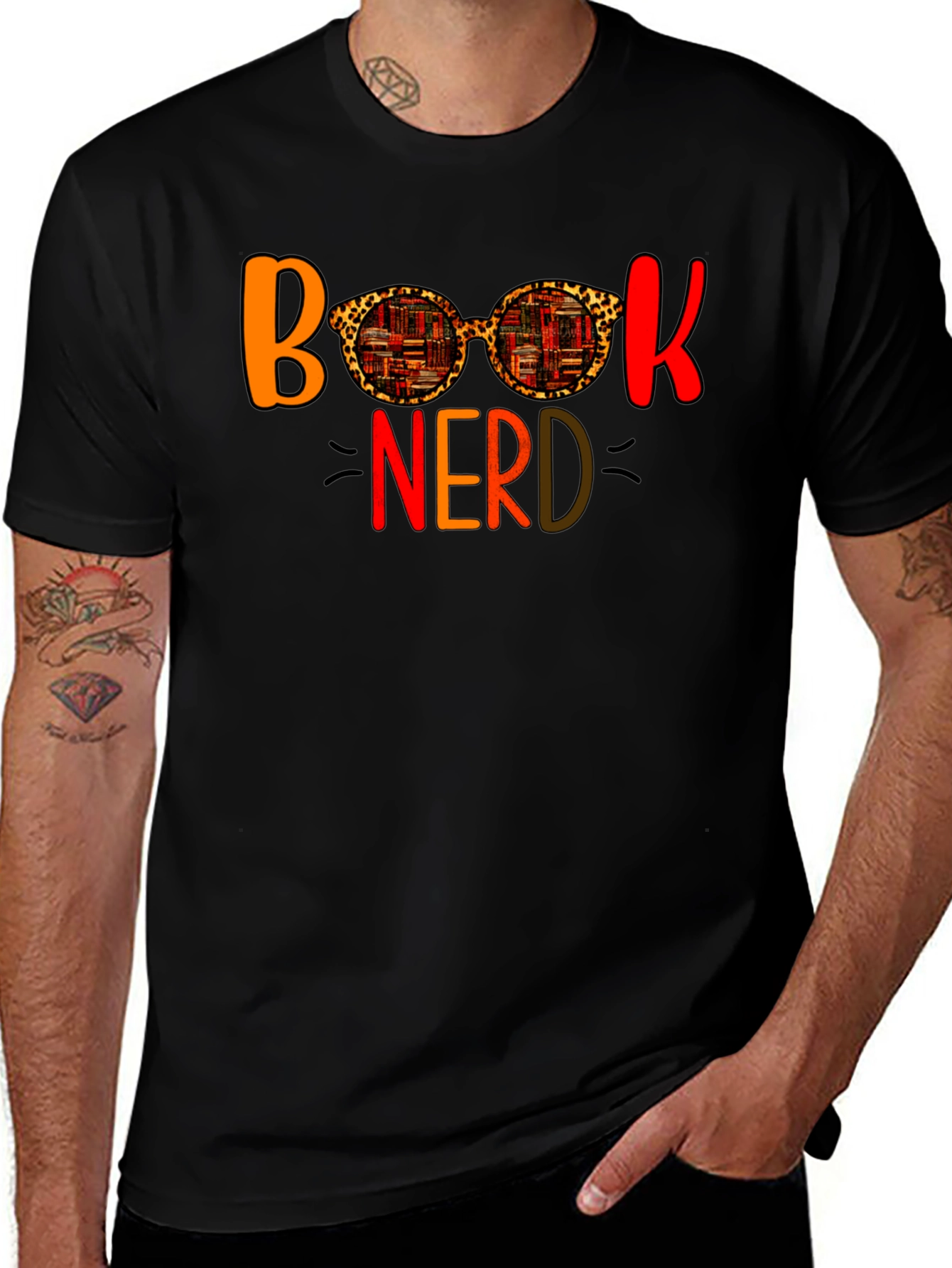 Book Nerd Leopard Print Glasses T-Shirt