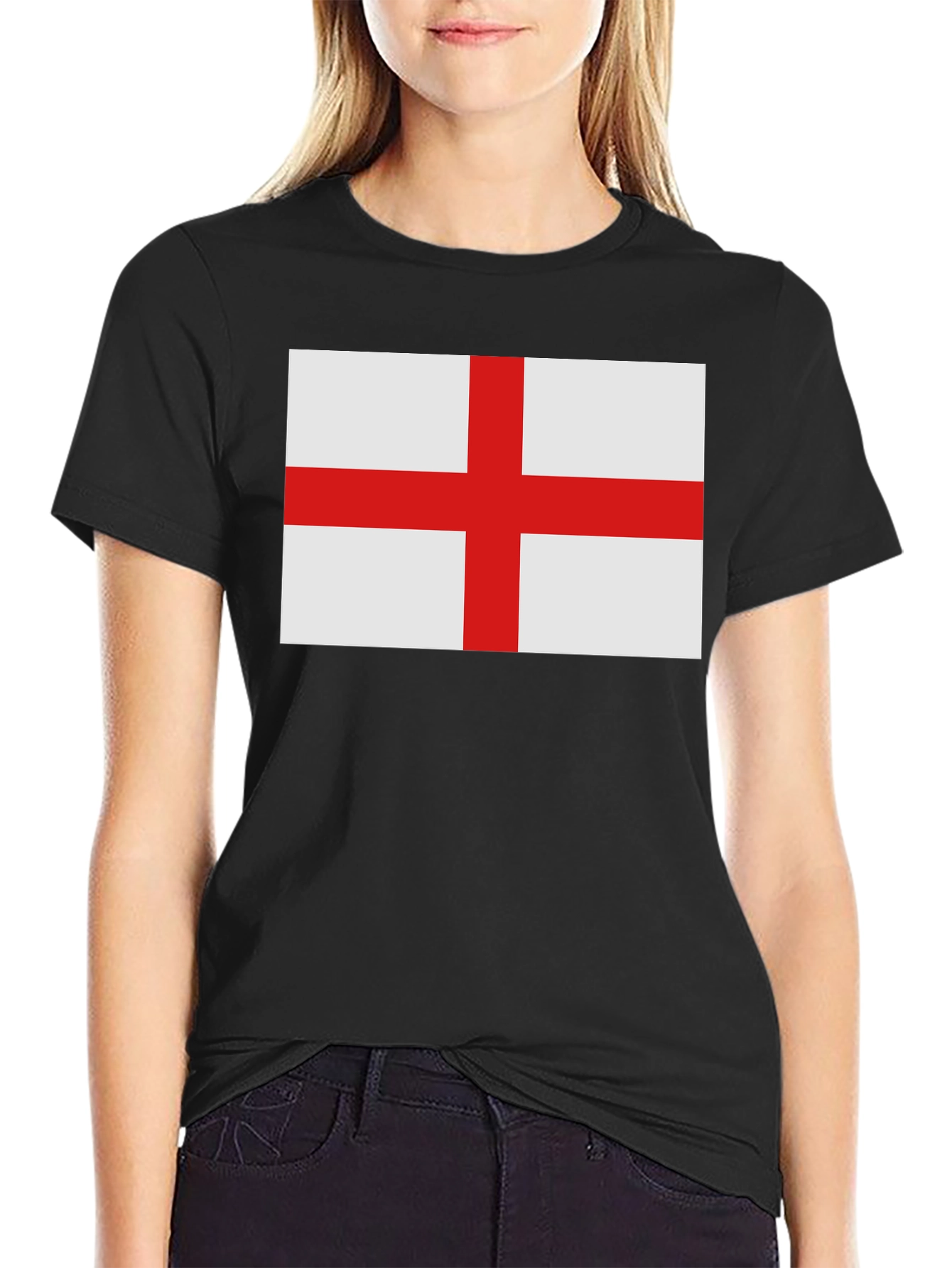 England Flag T-Shirt - Black Cotton Tee