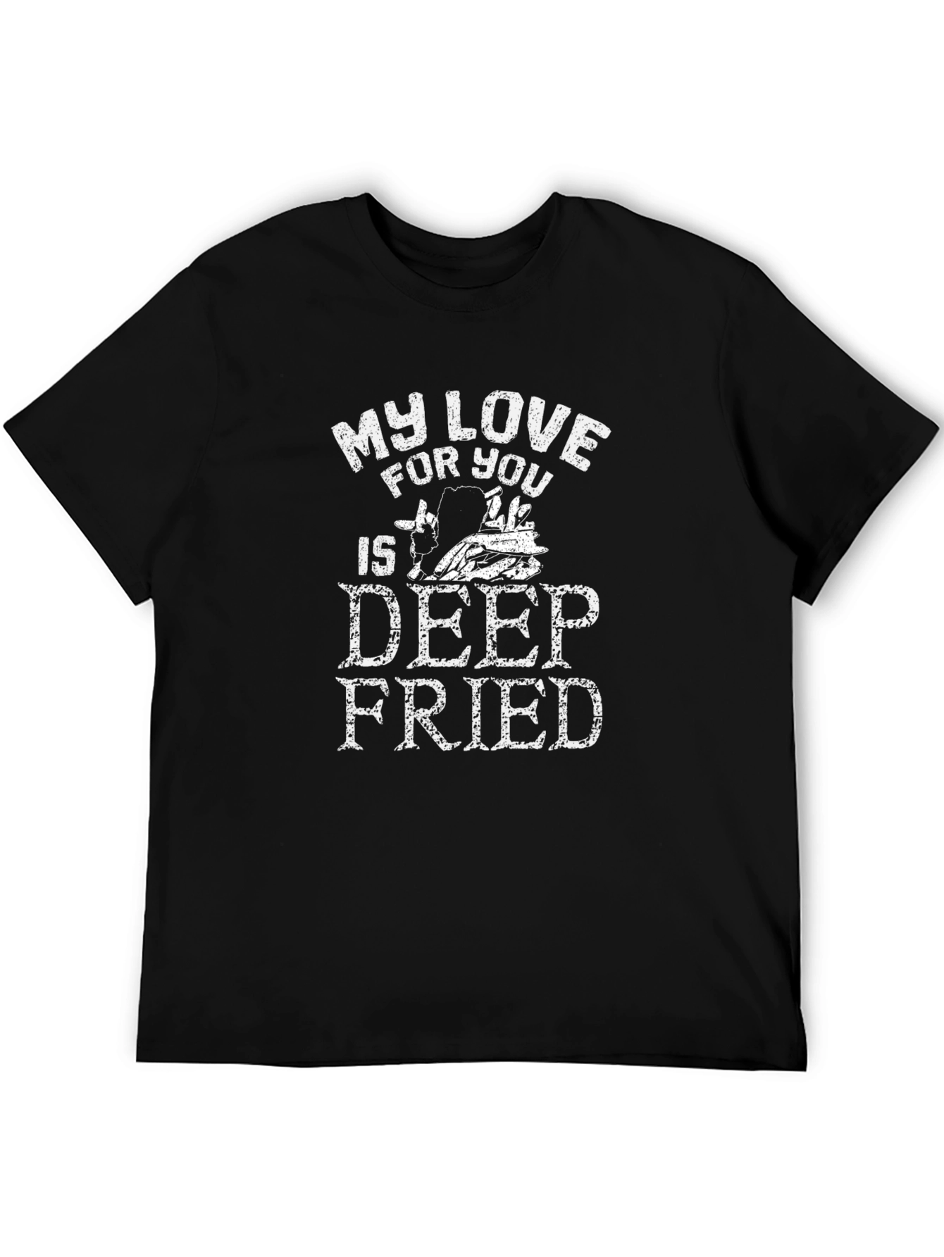 Deep Fried Love Black T-Shirt - Funny Foodie Tee