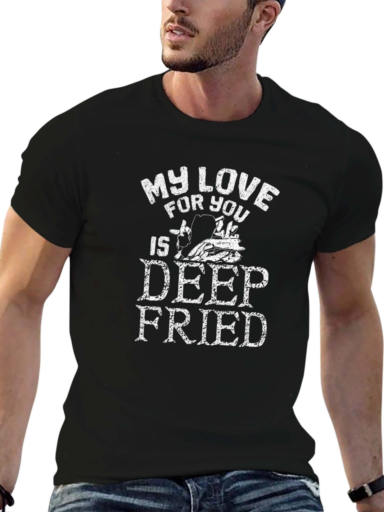 Deep Fried Love Black T-Shirt - Funny Foodie Tee