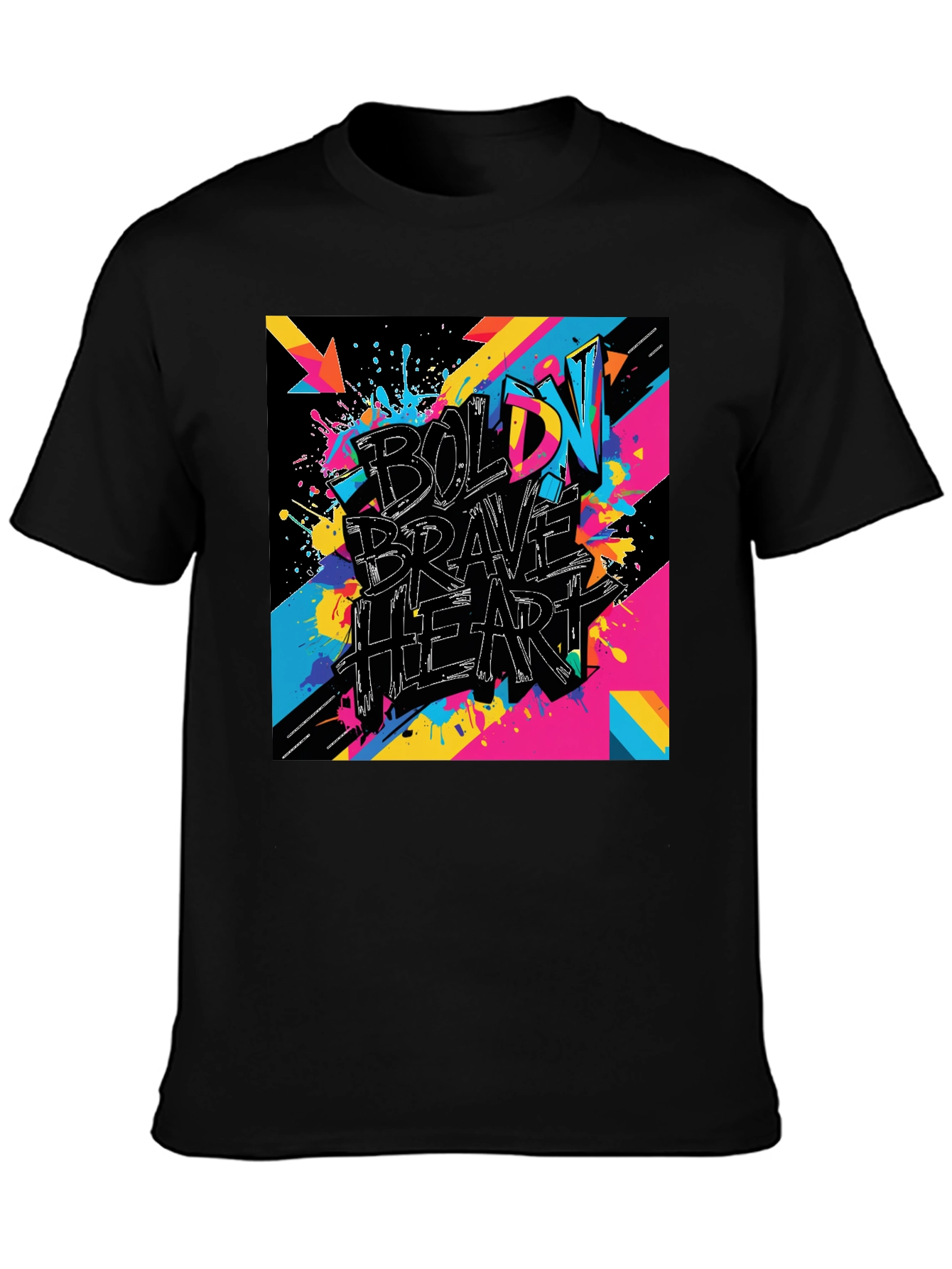 Bold Brave Heart Graphic Tee - Black