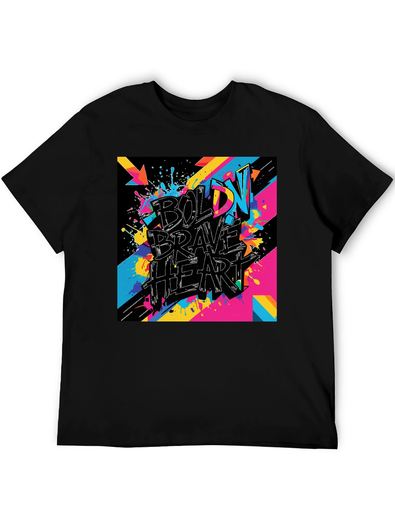 Bold Brave Heart Graphic Tee - Black