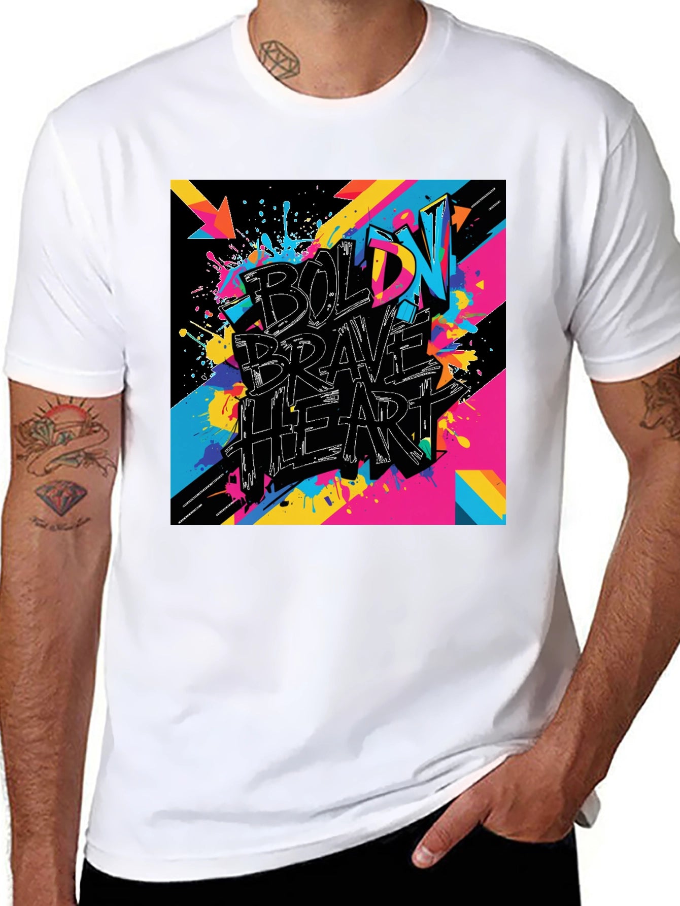 Bold Brave Heart Graphic Tee - Black