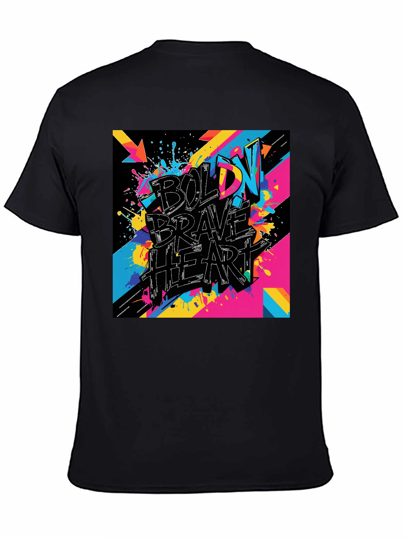 Bold Brave Heart Graphic Tee - Black